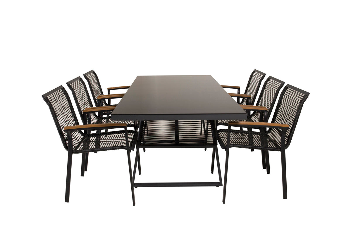 Dallas Gartenstuhl in Schwarz präsentiert im Onlineshop von KAQTU Design AG. Gartenstuhl mit Armlehnen ist von Venture Home