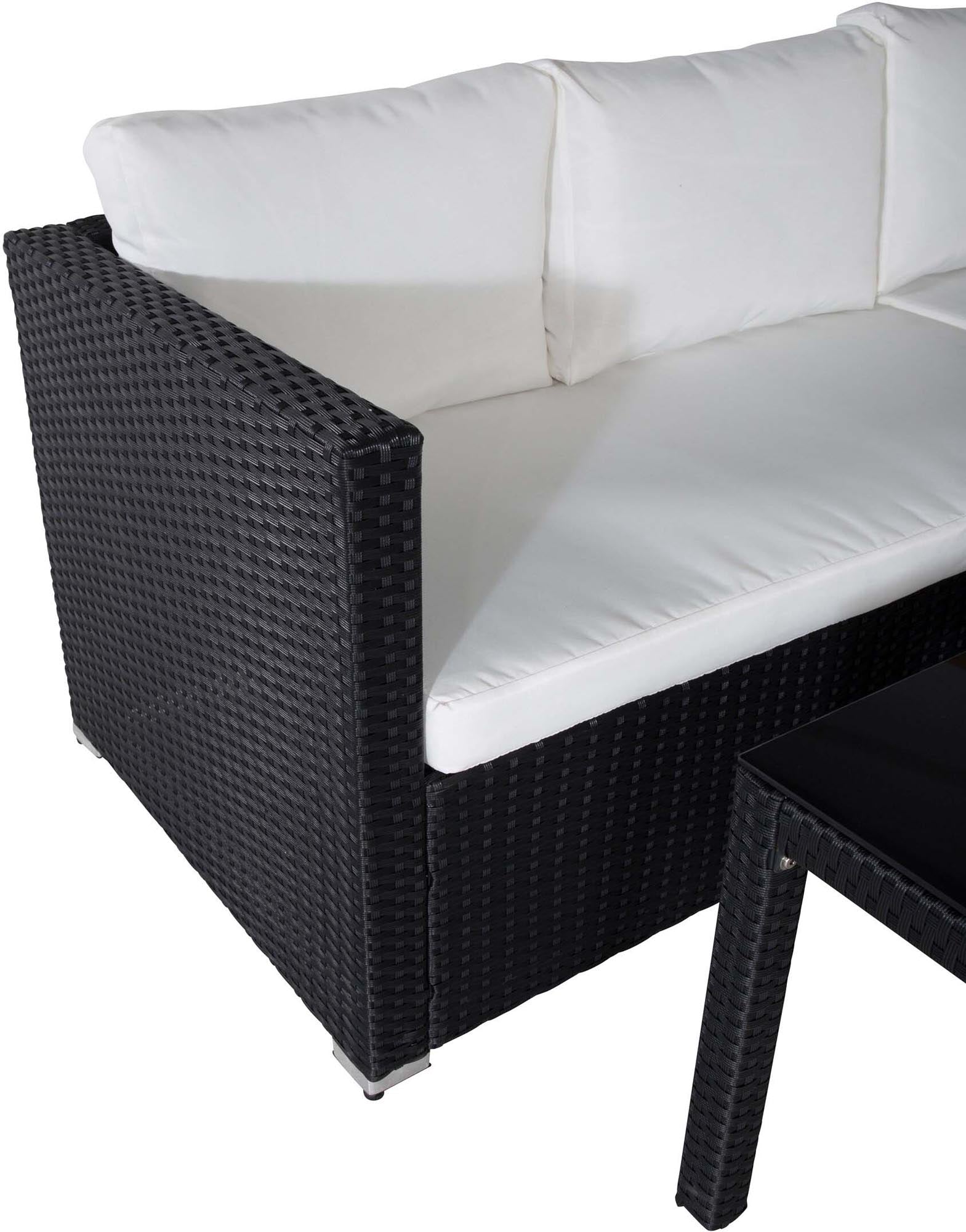 Kuba Ecksofa Outdoorset 70cm in Schwarz / Weiss präsentiert im Onlineshop von KAQTU Design AG. Loungeset ist von Venture Home
