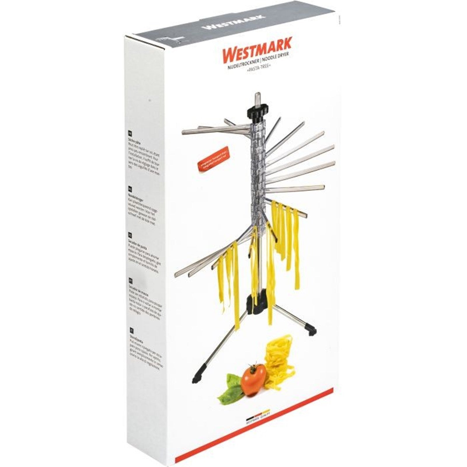 Stabiler Nudeltrockner Pasta-Tree von Westmark, perfekt für frische Pasta, kompakt und praktisch, Maße: 45x45x45.5 cm.