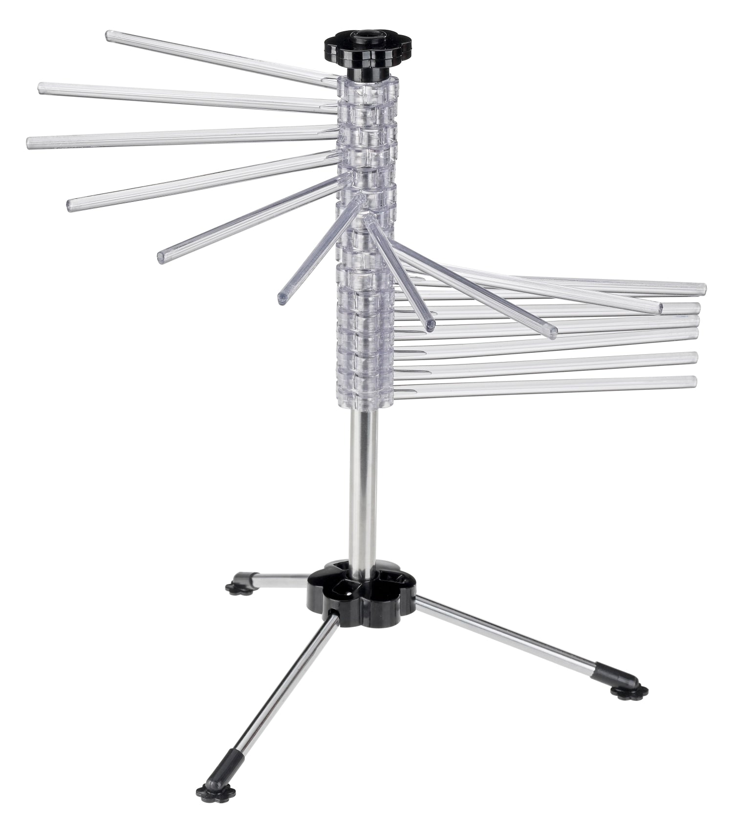 Hocker Orlando - T aus schwarzem Kunstleder und mattschwarzem Stahl, höhenverstellbar von 60-82 cm, ideal für Bars und moderne Wohnräume.