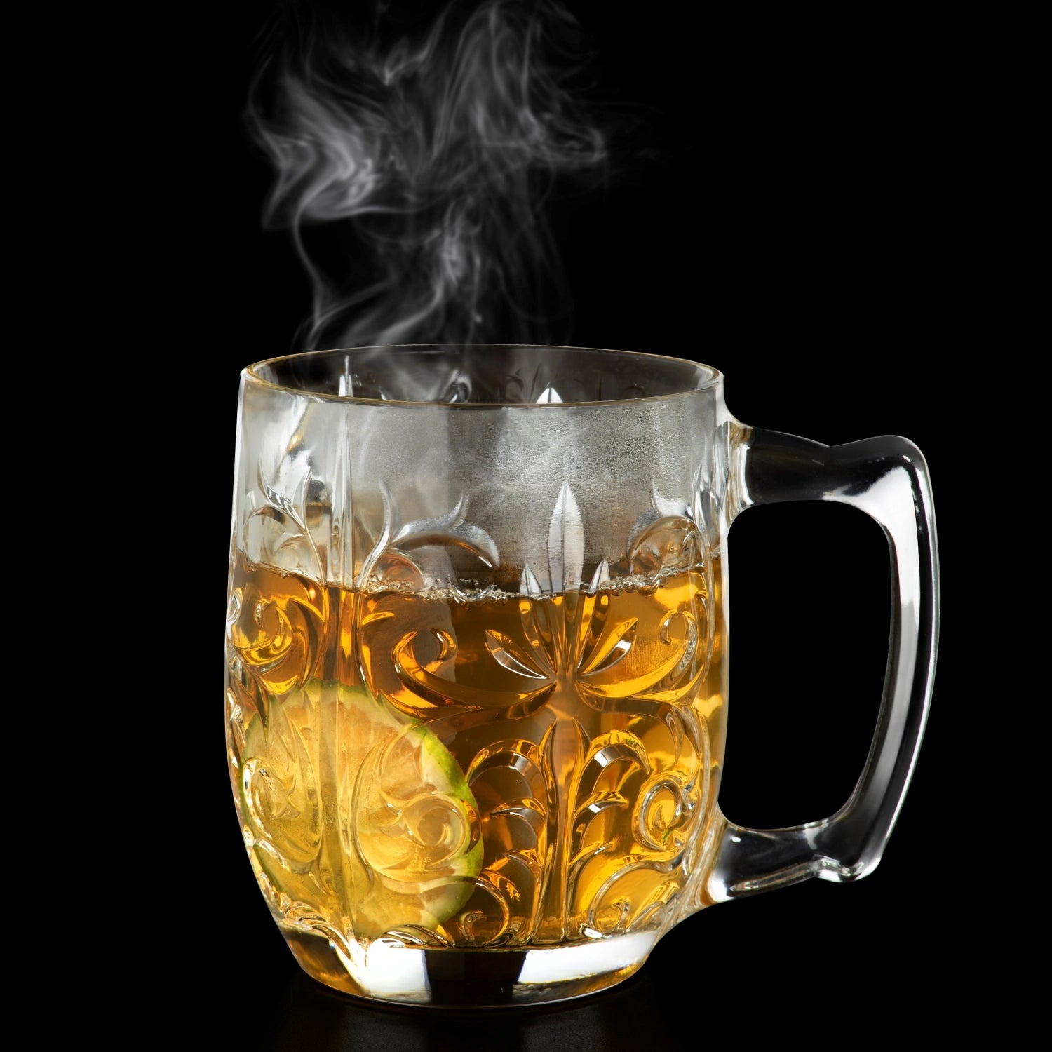 Stilvolles 4er Set Tattoo Biergläser von RCR, Ø8.4 cm, H11.1 cm, ideal für gesellige Abende und besondere Anlässe, mit 42cl Volumen.