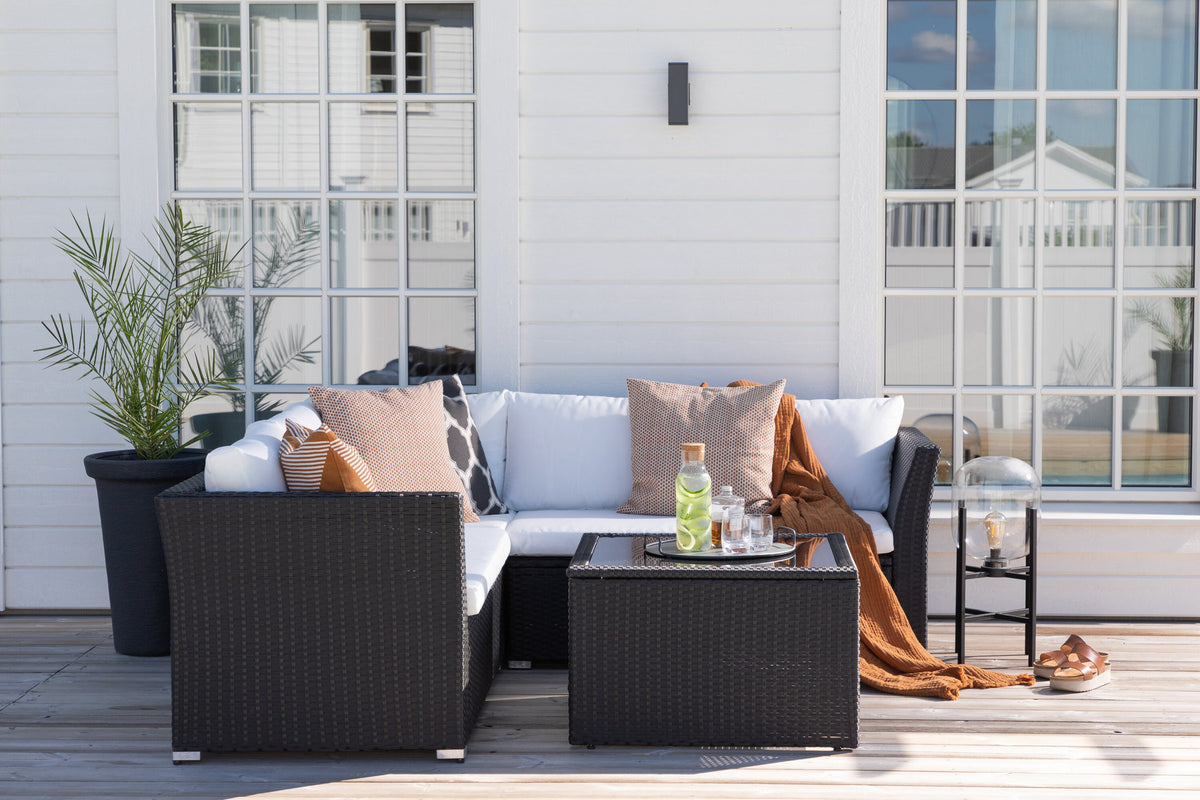 Haiti Ecksofa Outdoorset 70cm in Schwarz / Weiss präsentiert im Onlineshop von KAQTU Design AG. Loungeset ist von Venture Home