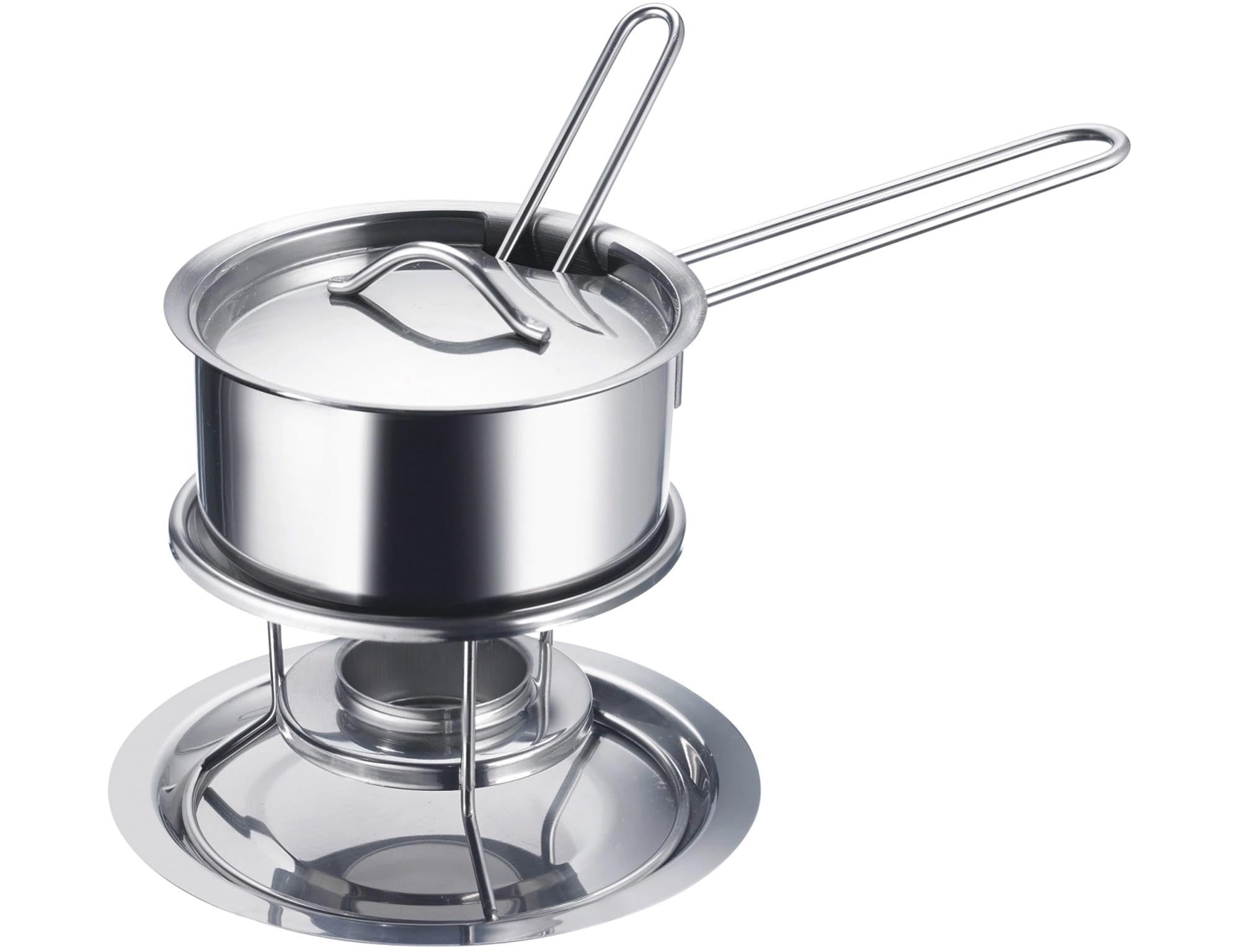 Butterpf.-, Saucenwärmer m. Stövchen 300ml, 23.7x14x13.3cm in Silber präsentiert im Onlineshop von KAQTU Design AG. Pfanne/Topf ist von Westmark