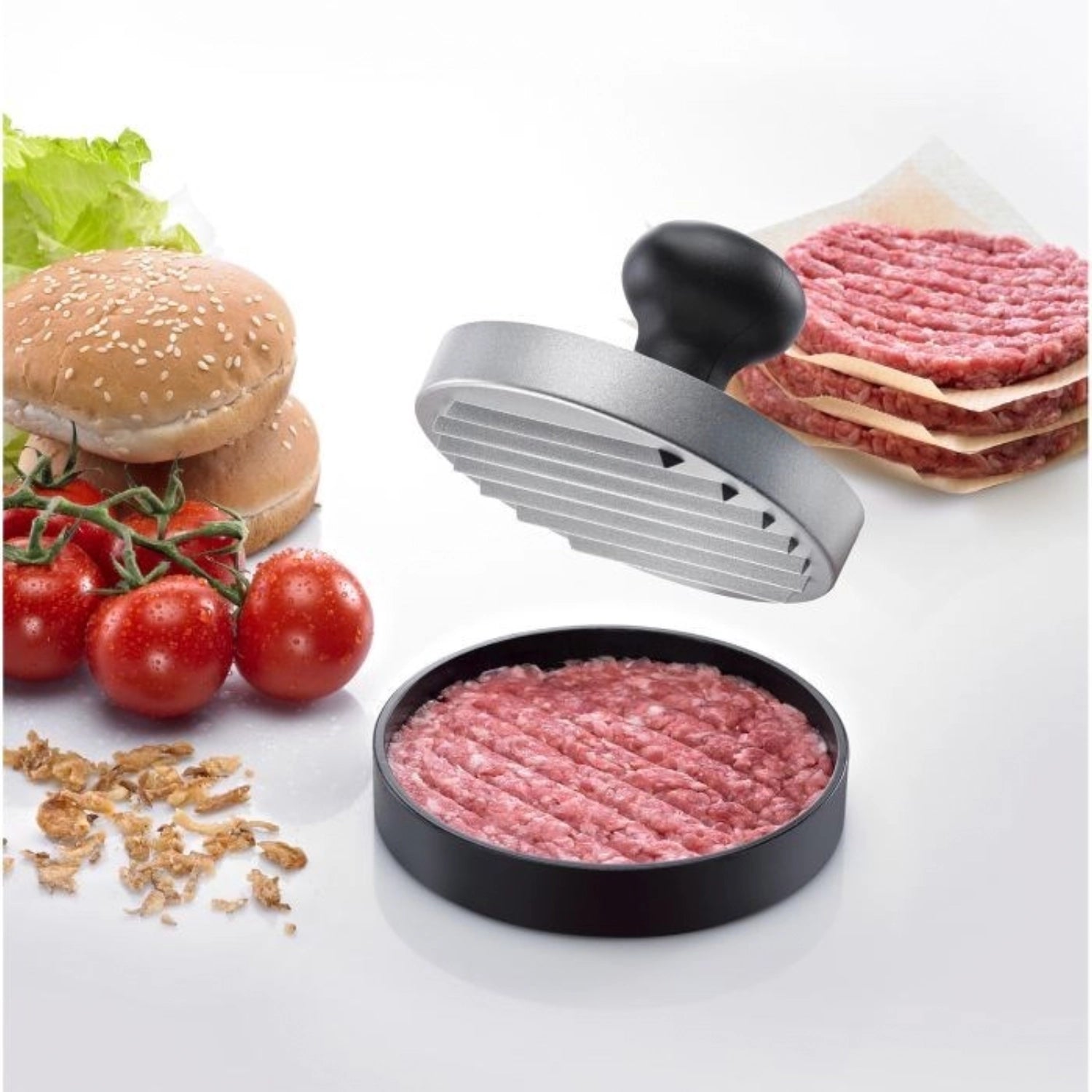 Hamburgermaker Uno von Westmark, D11cm, praktischer Küchenhelfer für perfekte Burger-Patties, ideal für Grillabende und BBQs.