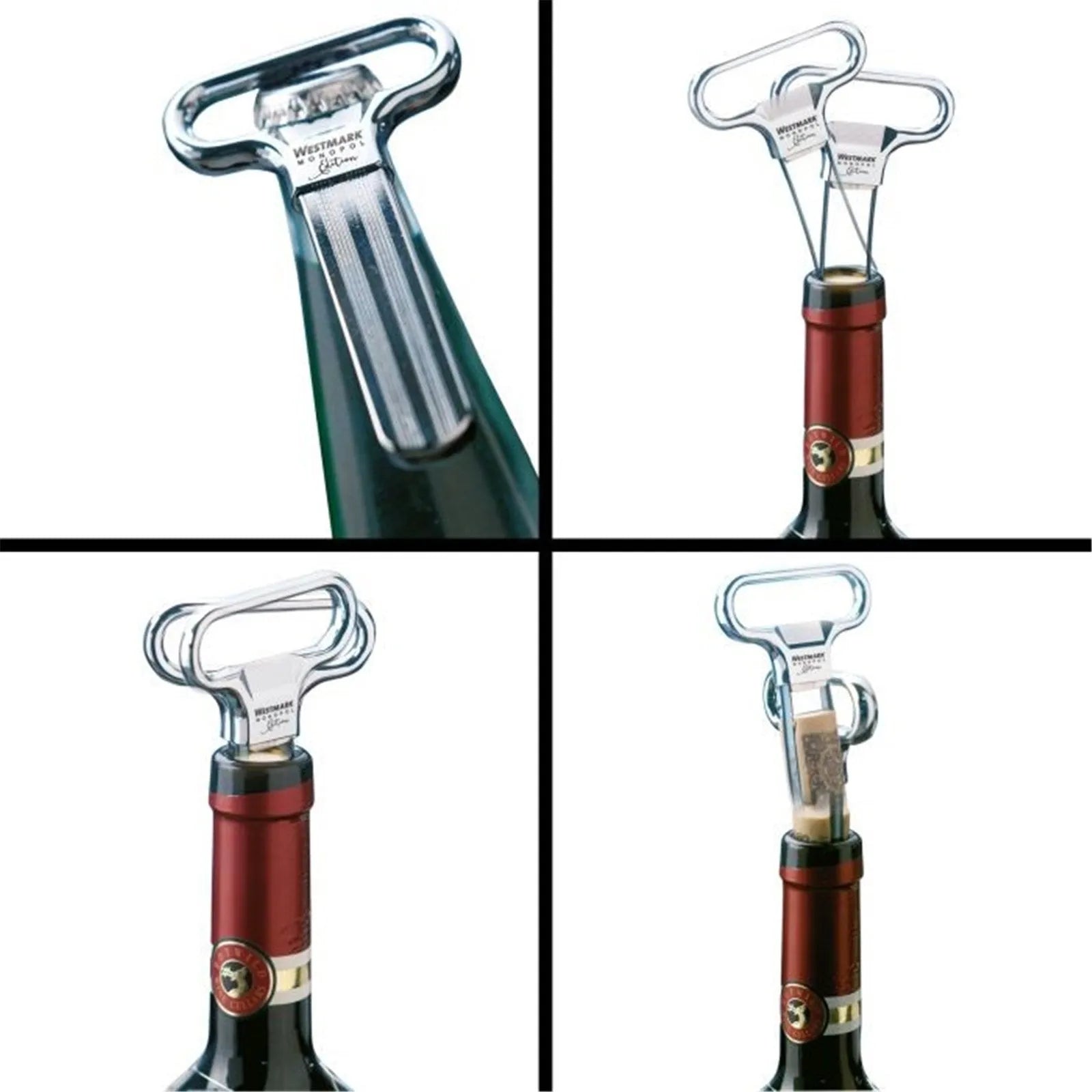 Eleganter Ah-So Korkenzieher von Westmark, verchromt, ideal für fragile Korken, kompakte Maße: 11x6.5x1cm.