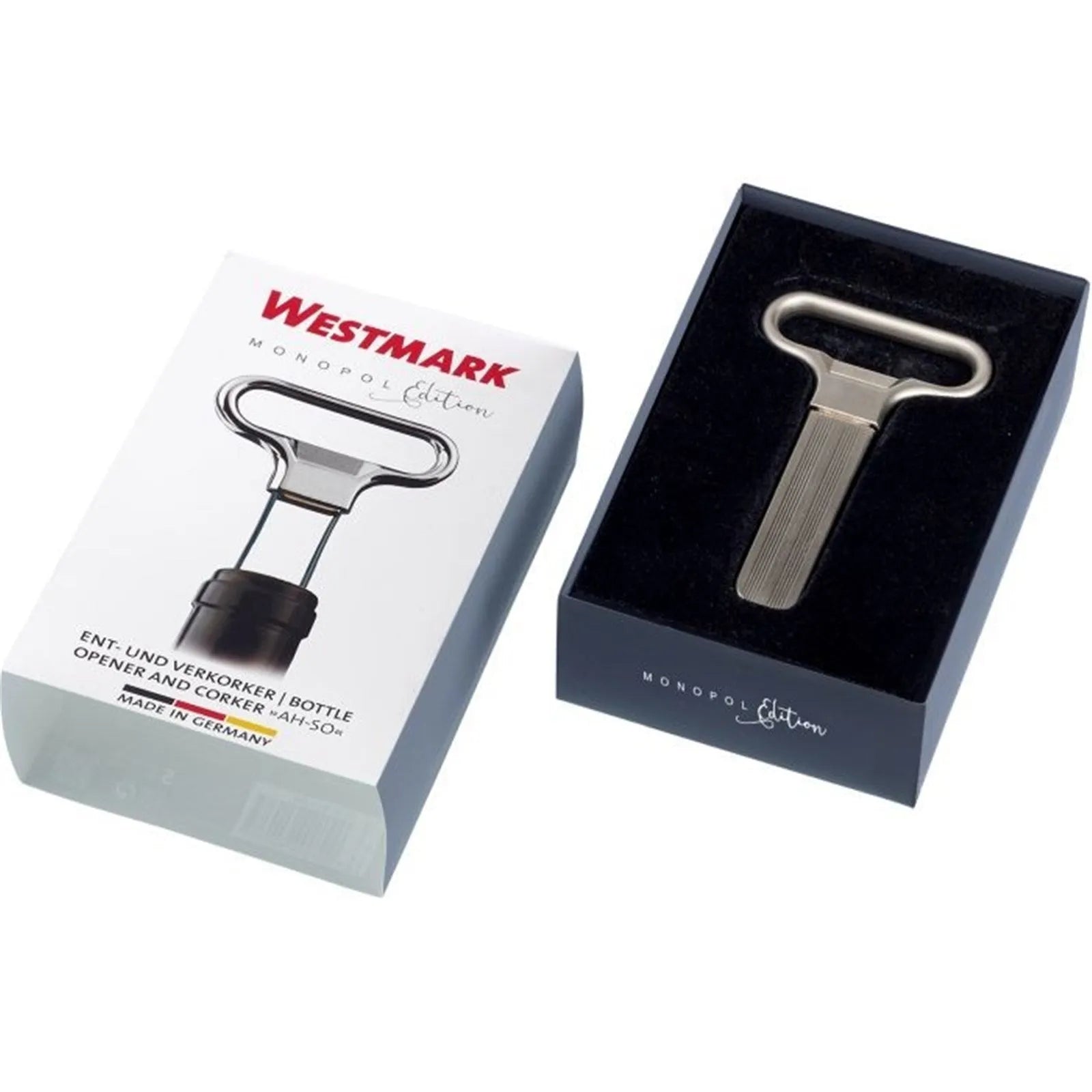 Stilvoller Ah-So Korkenzieher von Westmark, edelmattiert, 11x6.5x1cm, perfekt für sanftes Entkorken und Weinliebhaber.