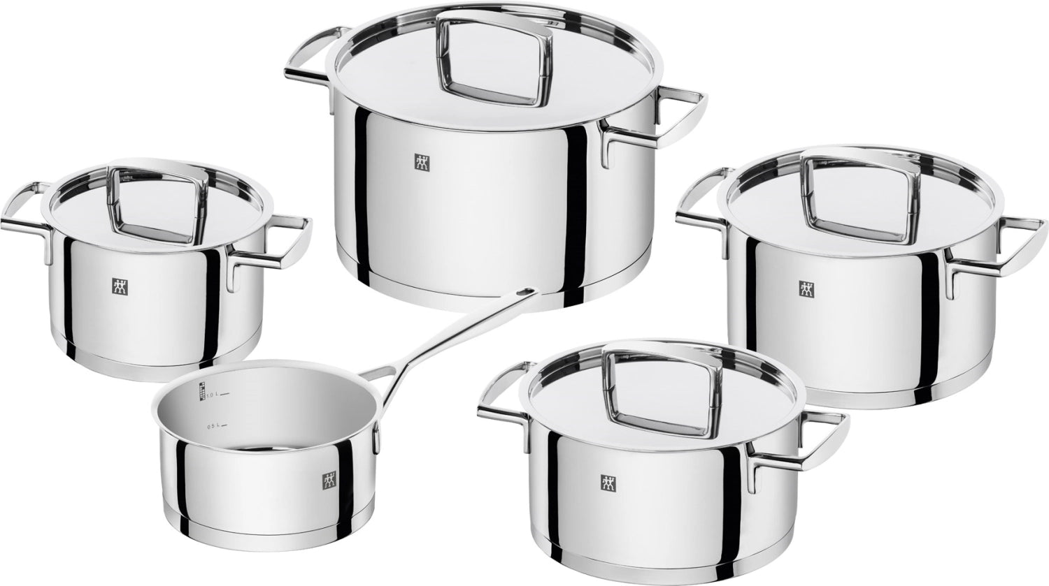 Zwilling Passion Kochgeschirr-Set 5tlg. in Silber präsentiert im Onlineshop von KAQTU Design AG. Pfanne/Topf ist von Zwilling Kitchen