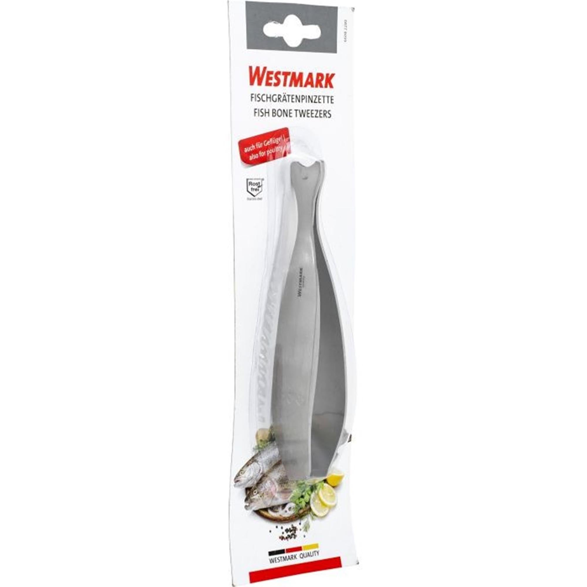 Praktische Fischgrätenpinzette von Westmark, 14 cm, ideal zum Entfernen von Gräten, robust und einfach zu handhaben.