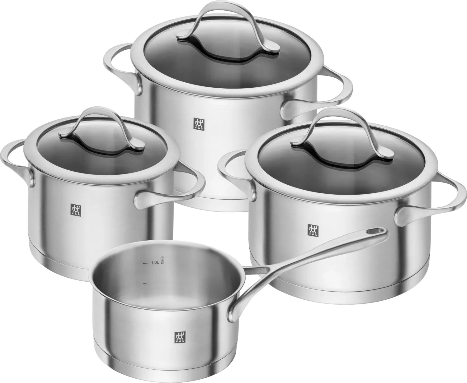 Das Zwilling Essence Kochgeschirr-Set 4tlg. aus 18/10 Edelstahl bietet Langlebigkeit, optimale Wärmeverteilung und ergonomisches Design.