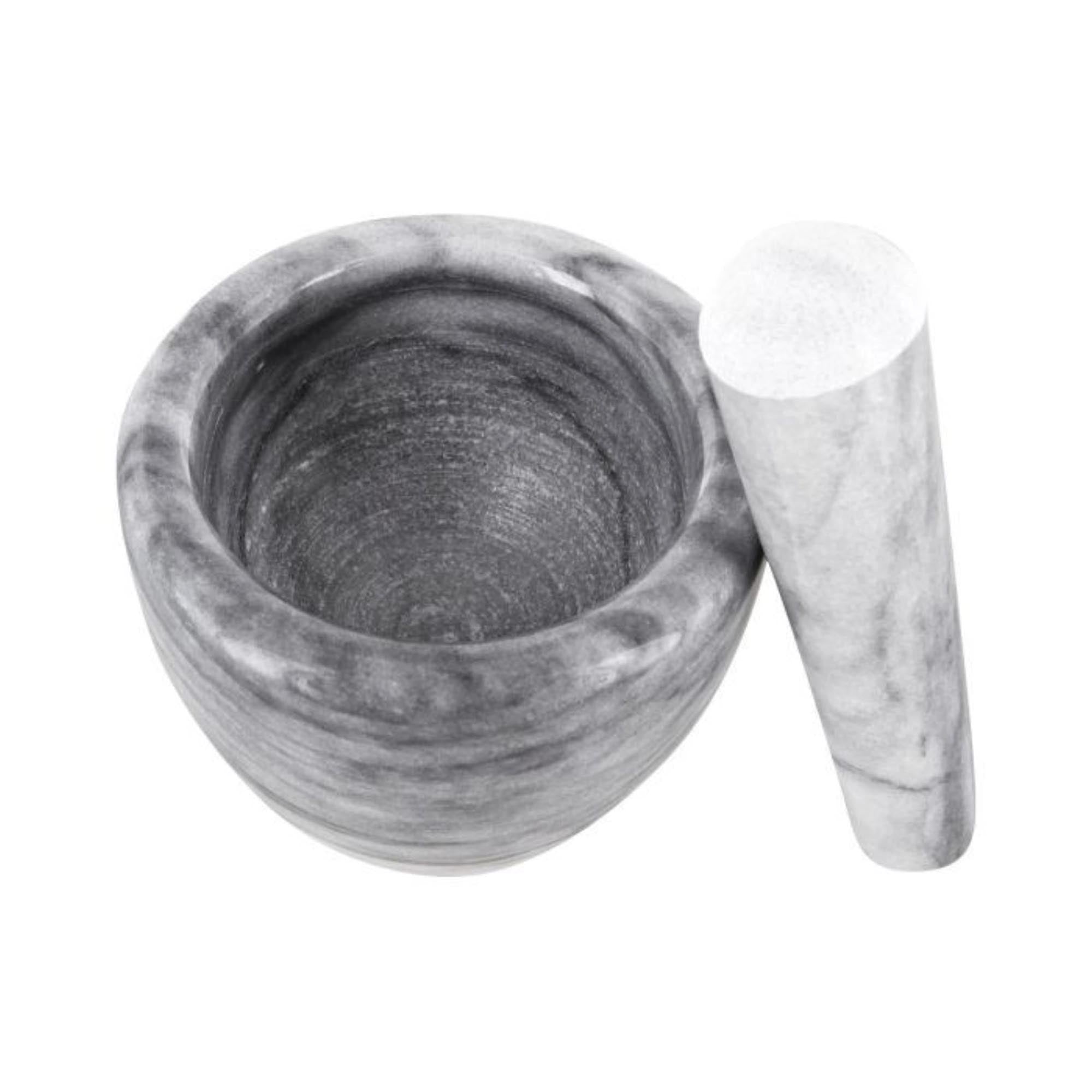 Hochwertiger Mörser aus Marmor mit Stößel, 10 cm, perfekt zum Mahlen von Kräutern und Gewürzen für frische Aromen.
