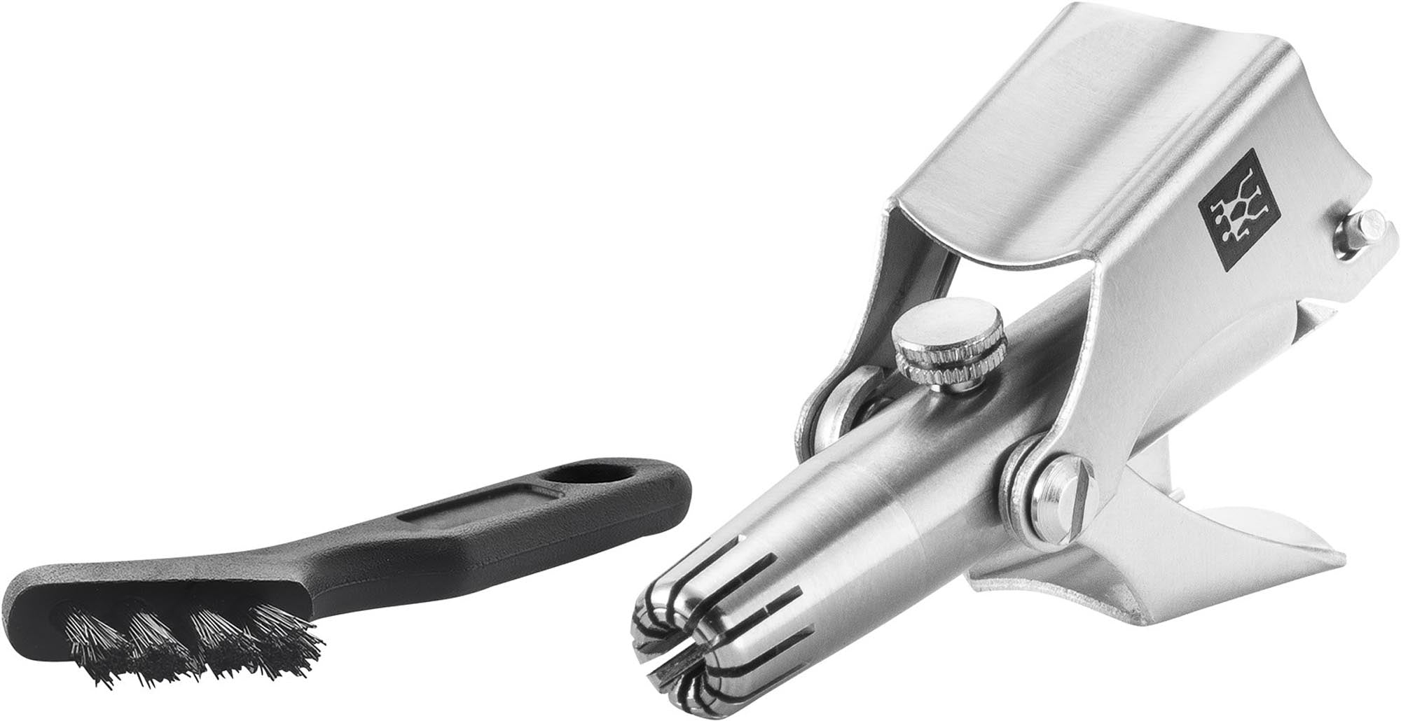 Der Zwilling Beauty Nasen- und Ohrhaartrimmer aus mattiertem Edelstahl sorgt für präzise Haarentfernung und hygienische Pflege – ideal für den täglichen Gebrauch.