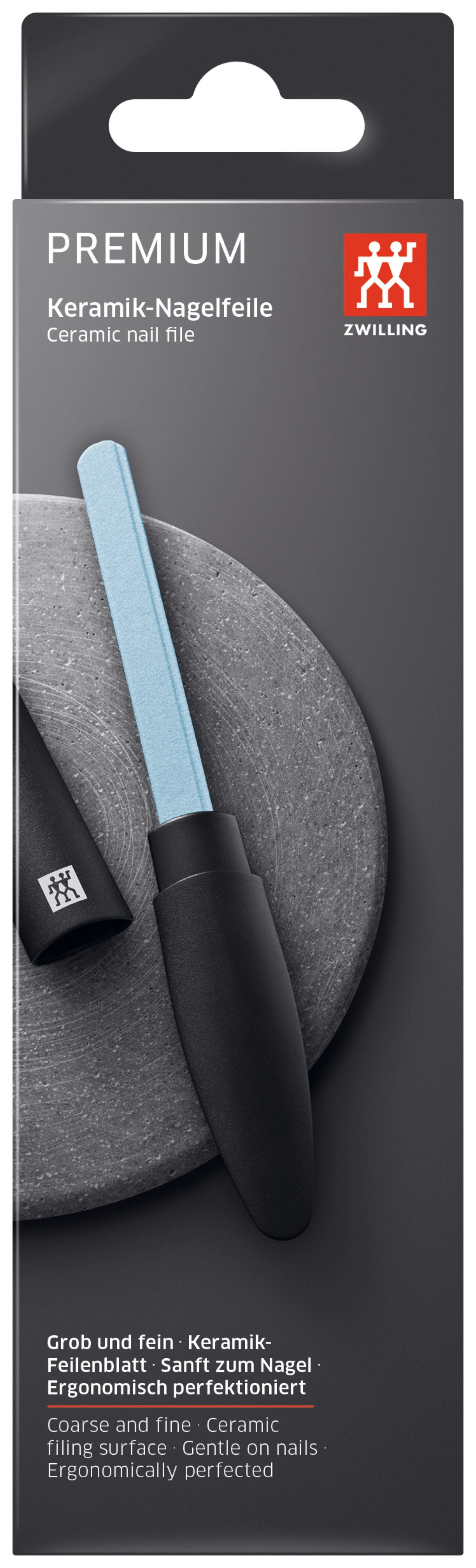 Elegante schwarze Keramik-Nagelfeile von Twinox, perfekt für die sanfte und präzise Formgebung Ihrer Nägel bei der Maniküre und Pediküre.