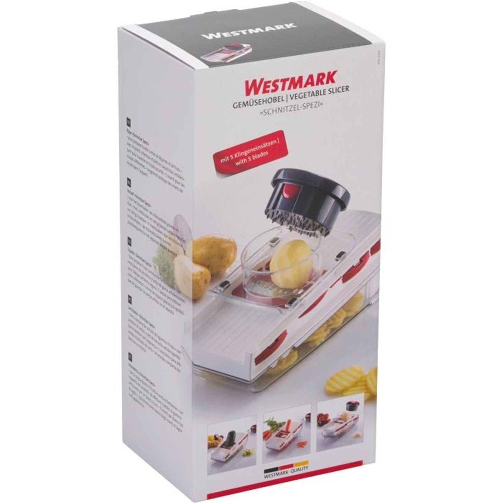 Effizienter Gemüsehobel von Westmark, perfekt für präzises Schneiden und Hobeln, Masse: 30.5x13x14cm, langlebig und vielseitig.