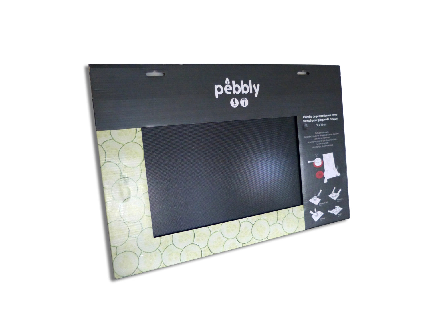 Schwarze Glaskeramik Abdeckung von Pebbly, 50x28 cm, ideal für die stilvolle Abdeckung und Präsentation von Gerichten in der Küche.
