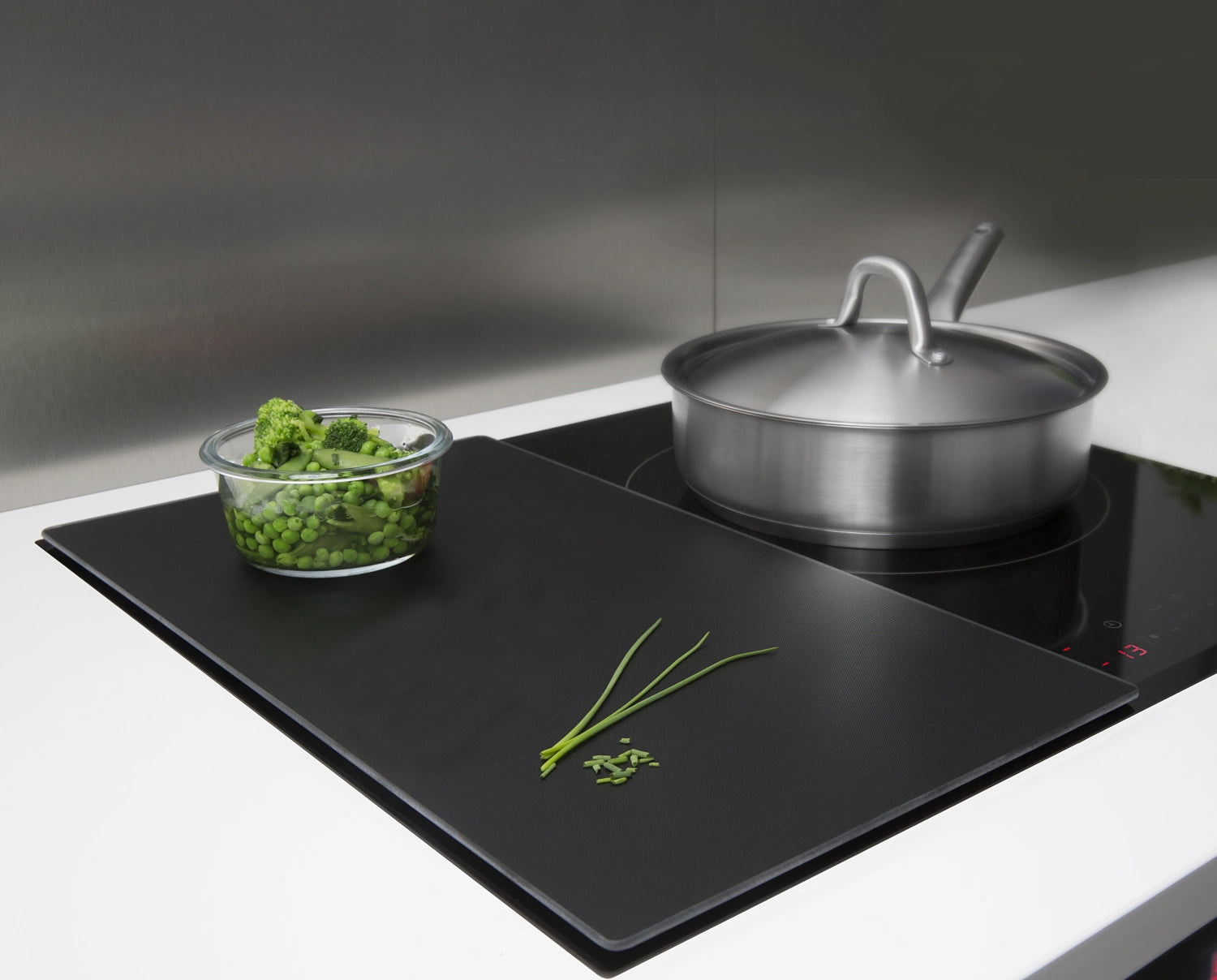 Pebbly Couvercle en vitrocéramique, noir, 50x28cm