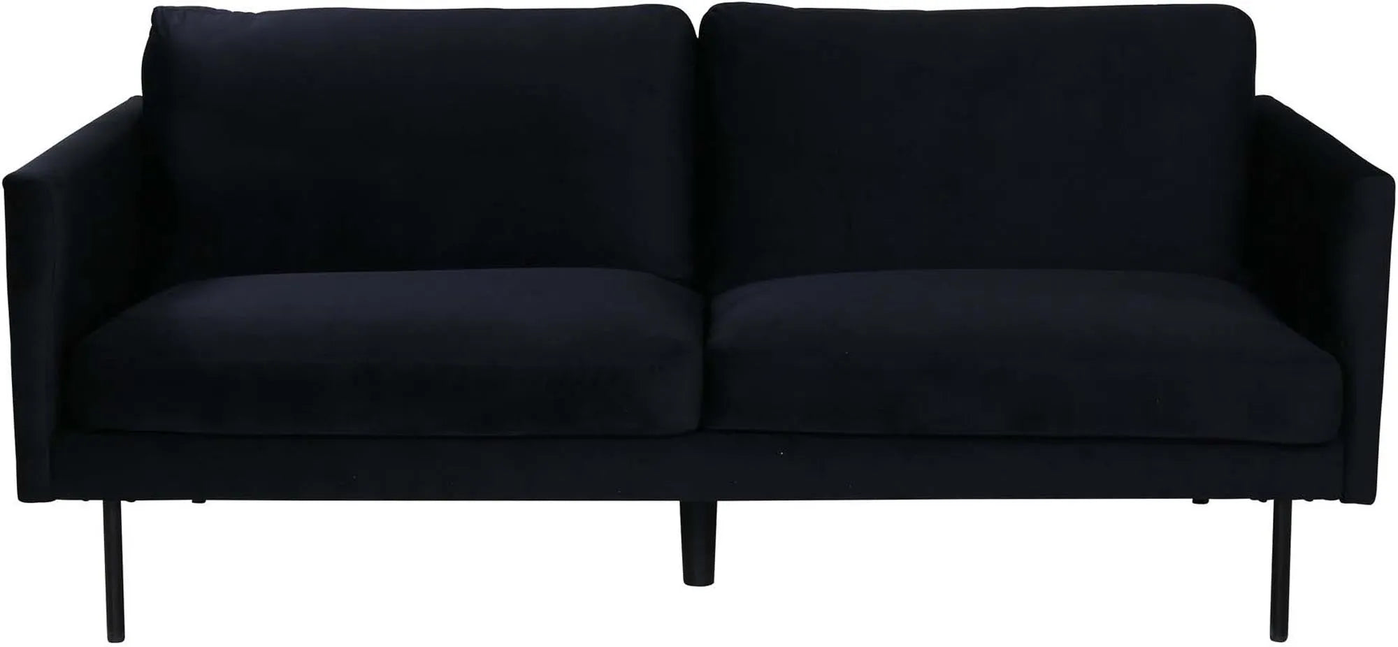 Elegantes Zoom 2er Sofa von Venture Home: Schwarzer Samt, nordisches Design, schwebende Metallbeine. Perfekt für stilvolle Wohnräume.