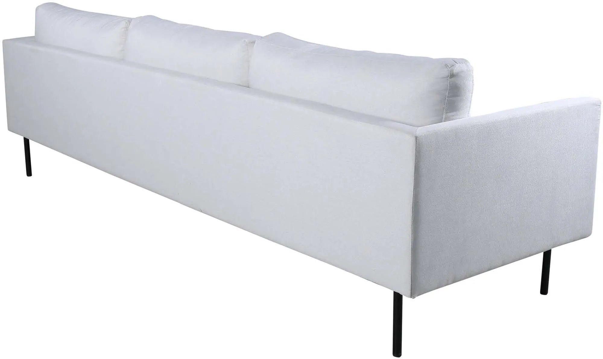 Elegantes Zoom 3er Sofa in Hellbeige: Skandinavisches Design trifft auf luxuriösen Komfort und pflegeleichte Samtoberfläche.