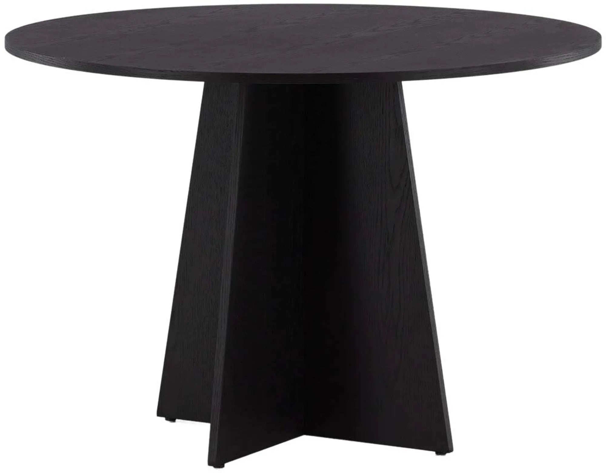 Eleganter runder Esstisch in Schwarz, ideal für gesellige Runden, mit stabilem MDF-Furnier und modernem Design.