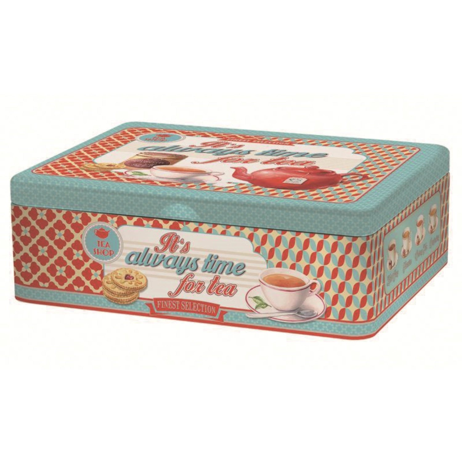 Its Always Time for Tea Teebox mit 6 Fächer, 20.5x16x7cm in Mehrfarbig präsentiert im Onlineshop von KAQTU Design AG. Aufbewahrungsbehälter ist von Easy Life