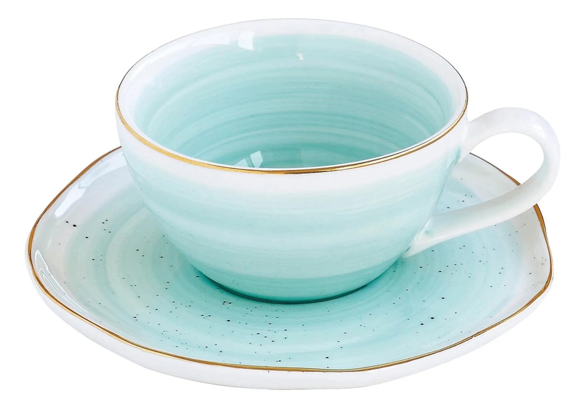 Artesanal Kaffeetasse und Untertasse, blau, 250ml - KAQTU Design