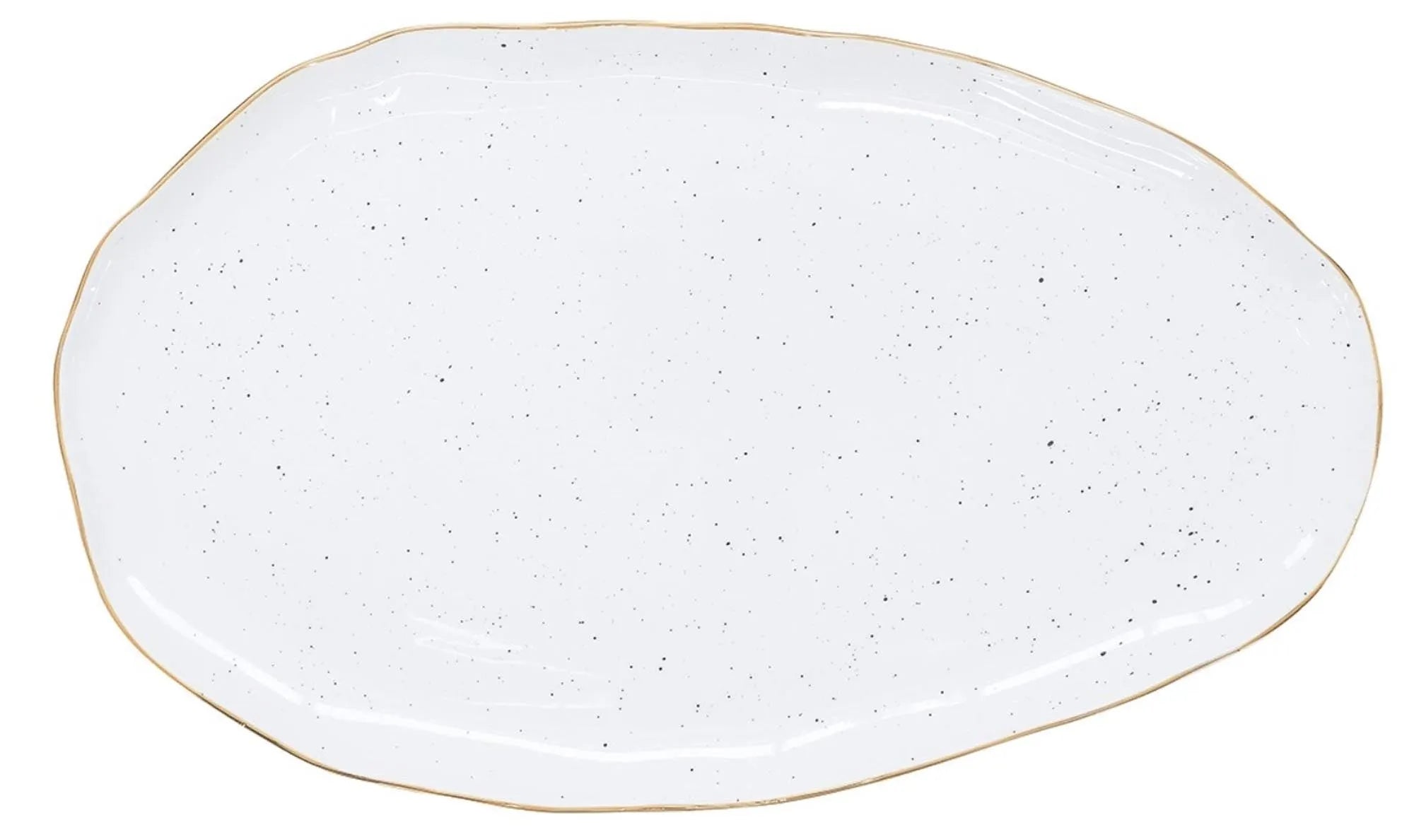 Elegante, weiße Artesanal Servierplatte (36x21.5cm) aus kratzfestem Porzellan, ideal für stilvolle Präsentationen von Speisen. Spülmaschinenfest.