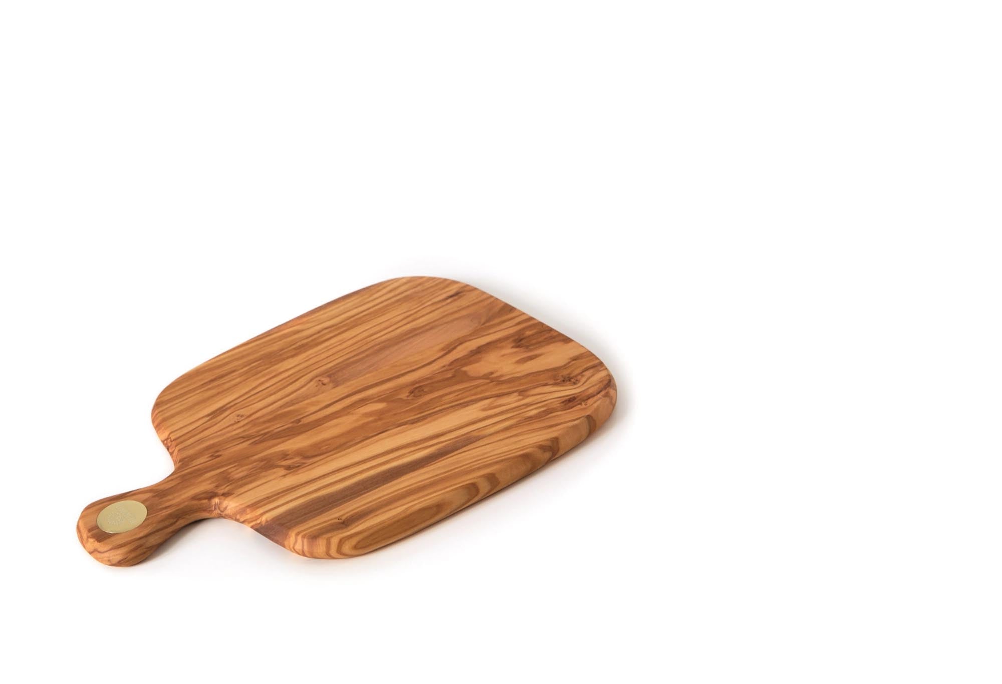 Schneidebrett m. Griff Olivenholz 29x20x1.3cm m. Wax  Beute