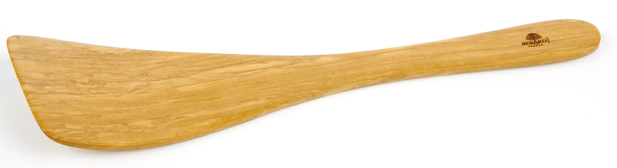 Eleganter 30 cm Spachtel aus Olivenholz von Bérard: langlebig, schonend zu Kochgeschirr, ideal für Kochen und Servieren.