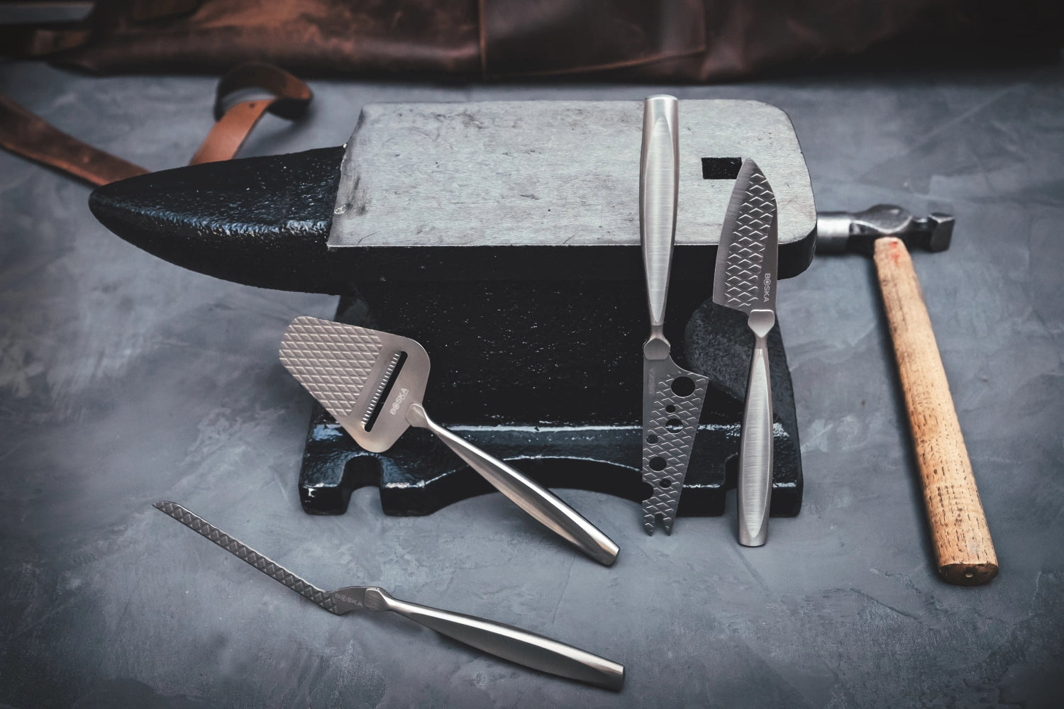 Käsemesser-Set Mini Monaco+ in Schwarz aus Edelstahl, ideal für Käseliebhaber, stilvolles Käsezubehör von Boska.