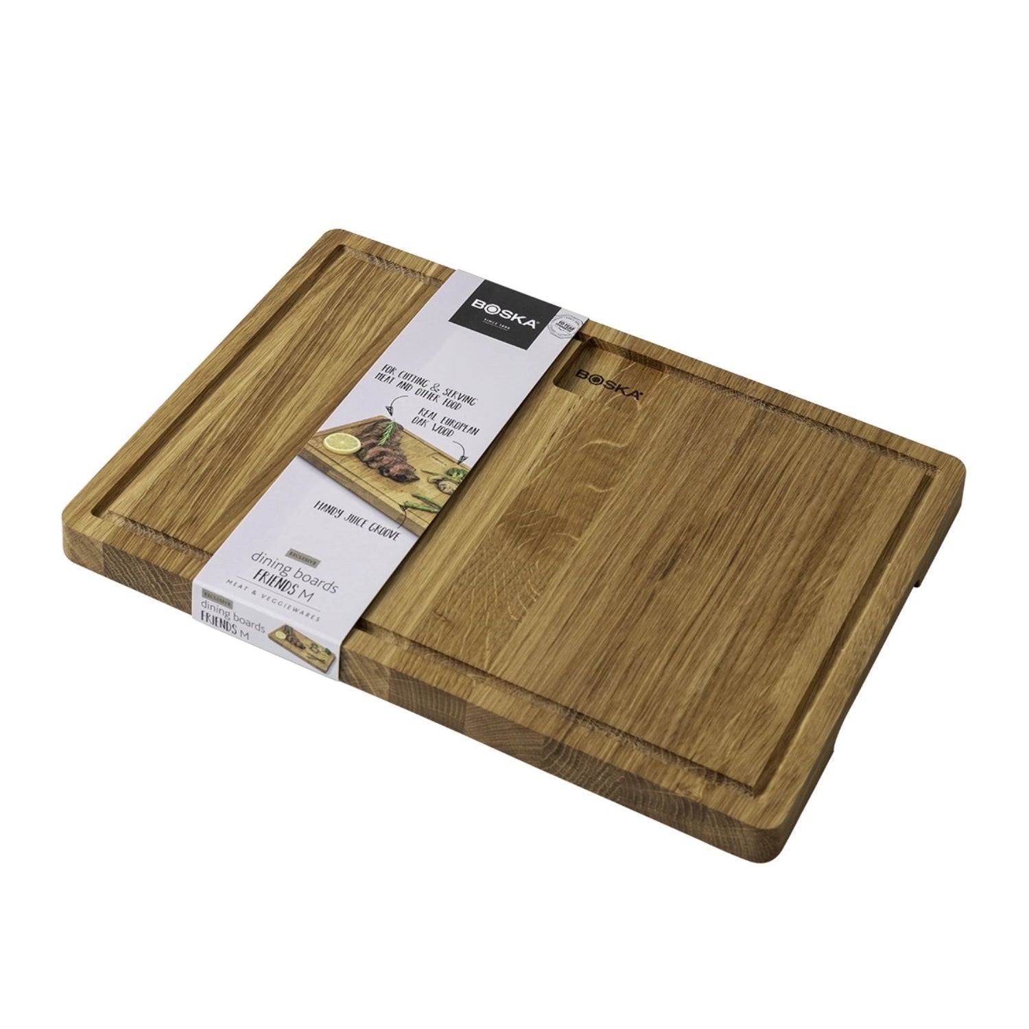 Elegantes Holz-Dining Brett "Friends" von Boska, 33x23x2.2cm, perfekt für stilvolles Servieren von Käse und Leckereien bei gemeinsamen Anlässen.