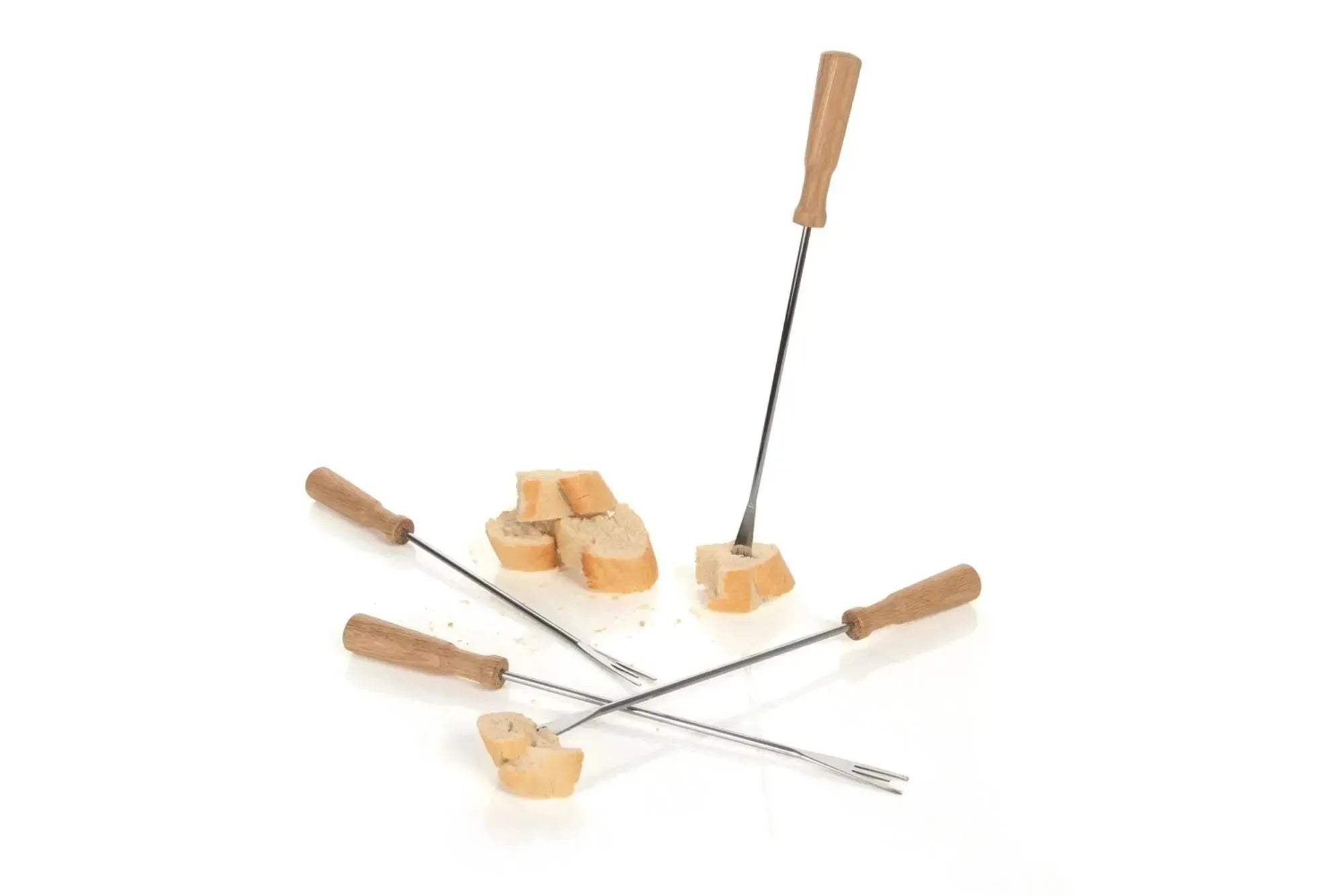 Elegante Fonduegabeln Oslo von Boska: Edelstahl & Holz, 285x82x23mm, ideal für stilvolle Fondue-Abende.