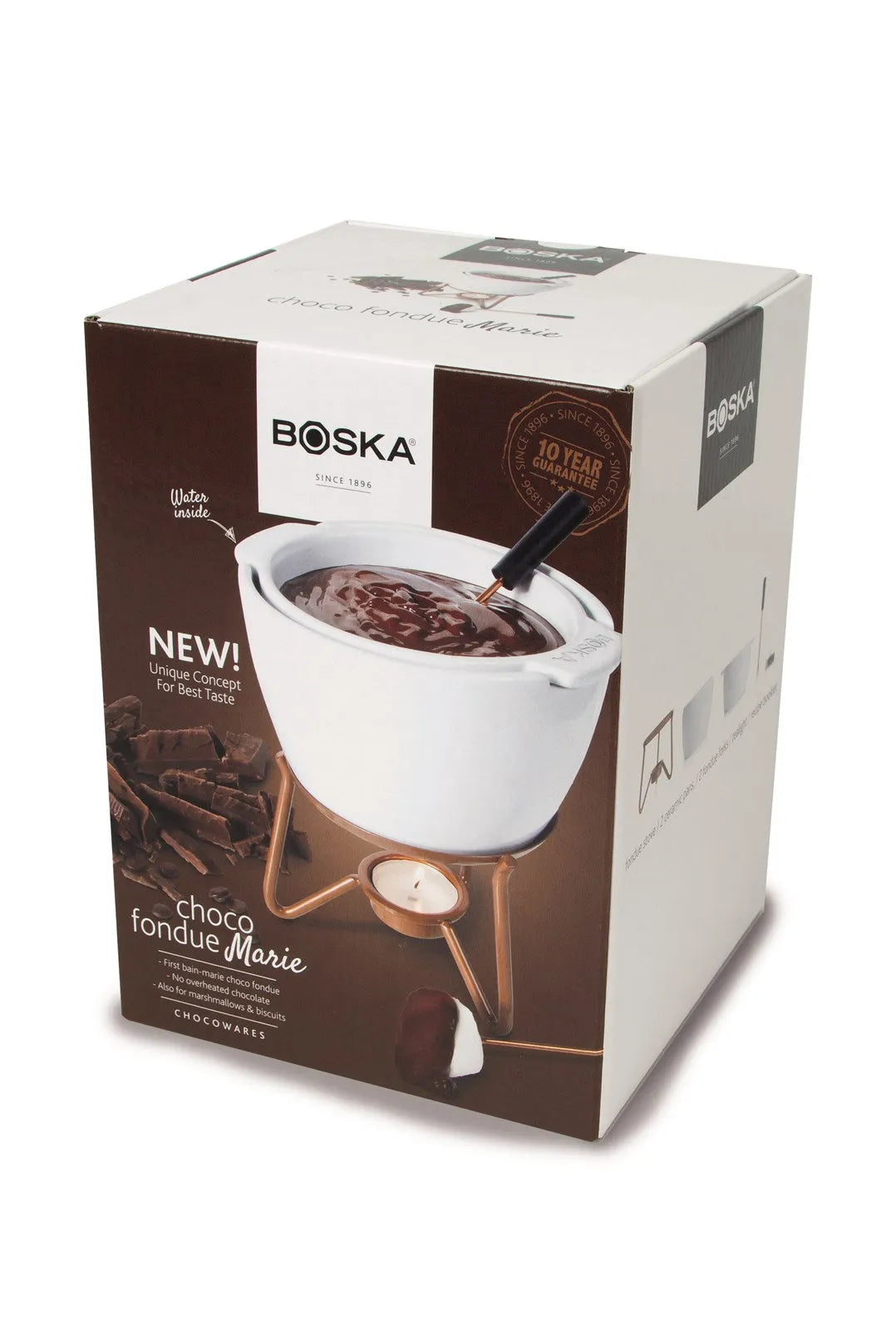 Boska Choco Fondue Marie: Weißes Keramik-Set für Schokogenuss.