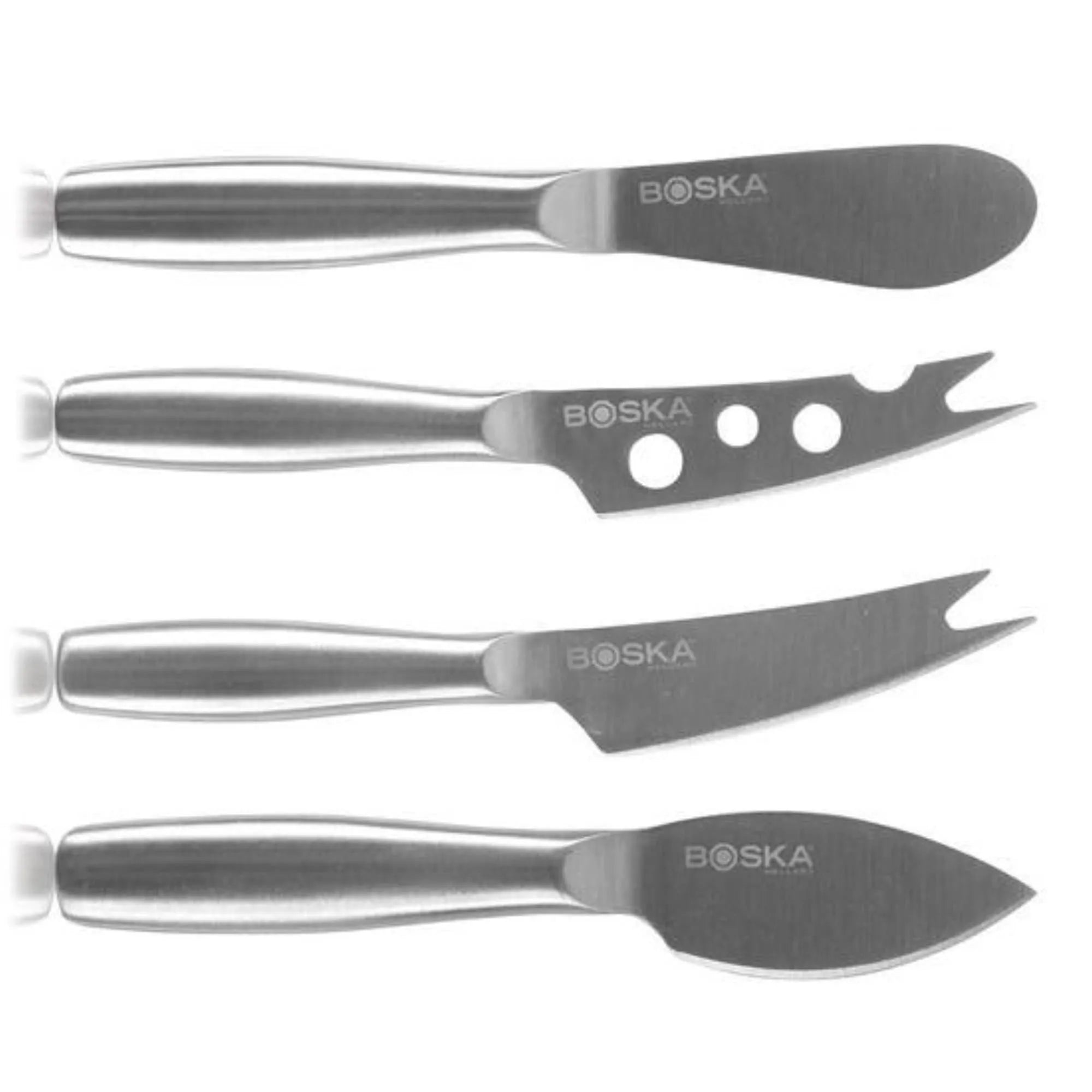 Elegantes Käsemesser-Set aus Edelstahl, ideal für Käseliebhaber. Kompakt, stilvoll und perfekt für jede Küche.