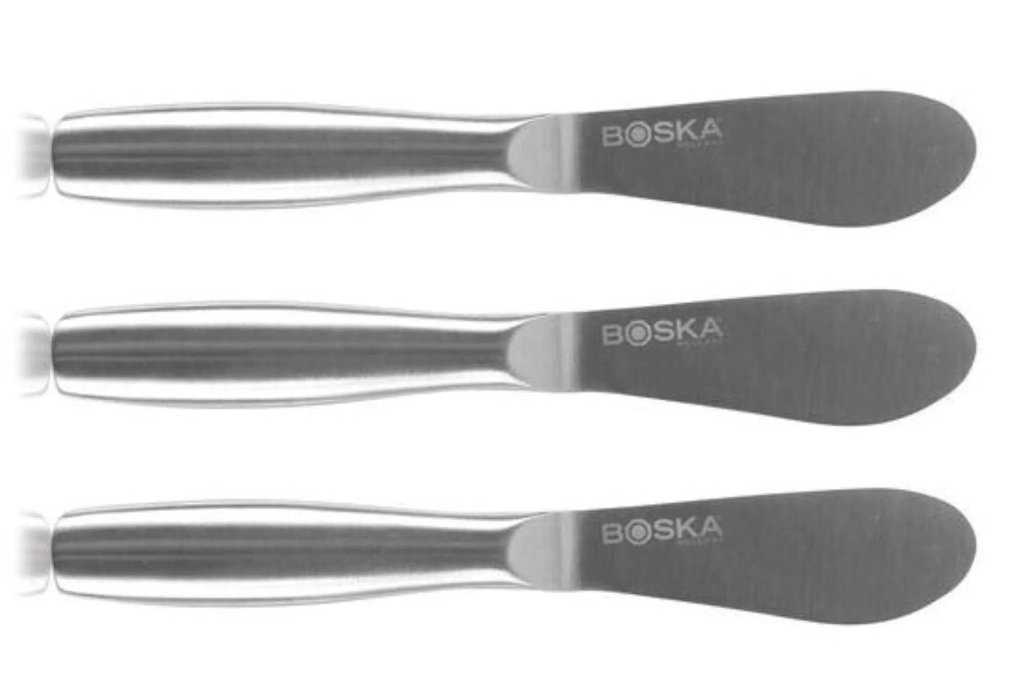 Elegantes Streichmesser-Set aus Edelstahl von Boska, ideal für Butter und Käse. Perfekt für stilvolle Küchen.