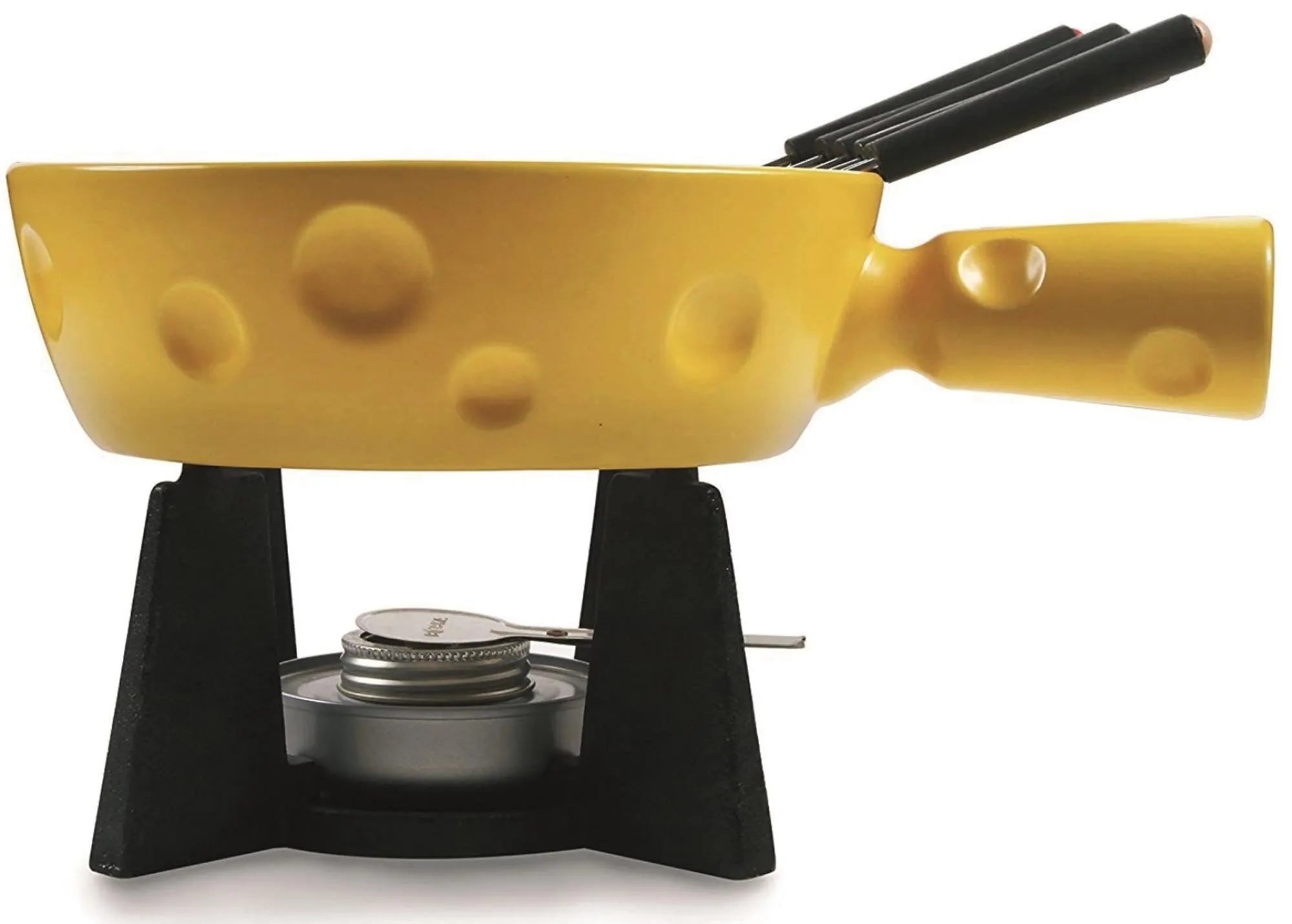 Das Boska Fondue-Set Super Cheesy 1.3lt: Hochwertiges Steingut & Gusseisen, 1,3L Fassungsvermögen, präzise Hitzesteuerung, spülmaschinengeeignet.