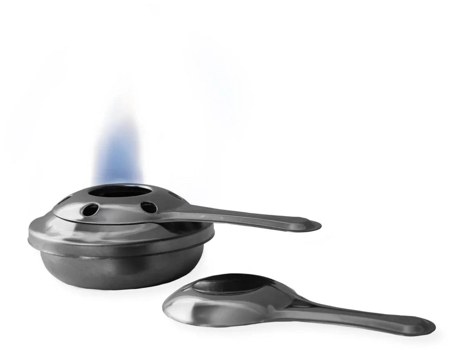 Kompakter Fonduebrenner aus Edelstahl, geeignet für Brennsprit und Paste, perfekt für gesellige Fondue-Abende und kulinarische Erlebnisse.