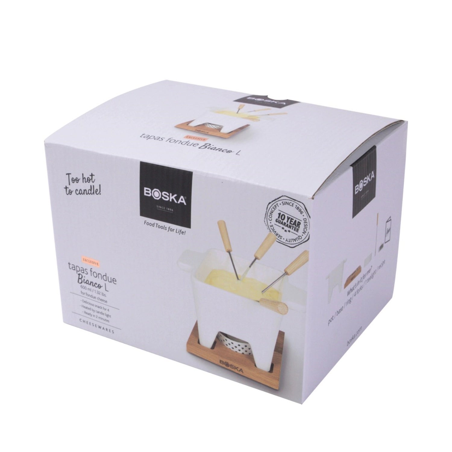 Elegantes Tapas Fondue Bianco L 600ml von Boska, ideal für gesellige Anlässe, um köstliche Fondue-Kreationen zu genießen.