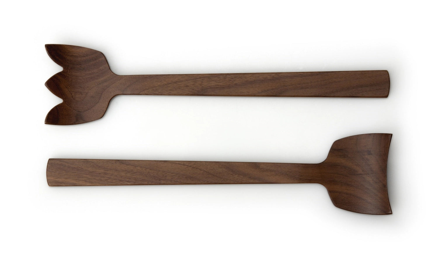 Hochwertiges Salatbesteck aus Walnuss in der Form Tulip, 30.5 cm, perfekt für ansprechendes Servieren von frischen Salaten.