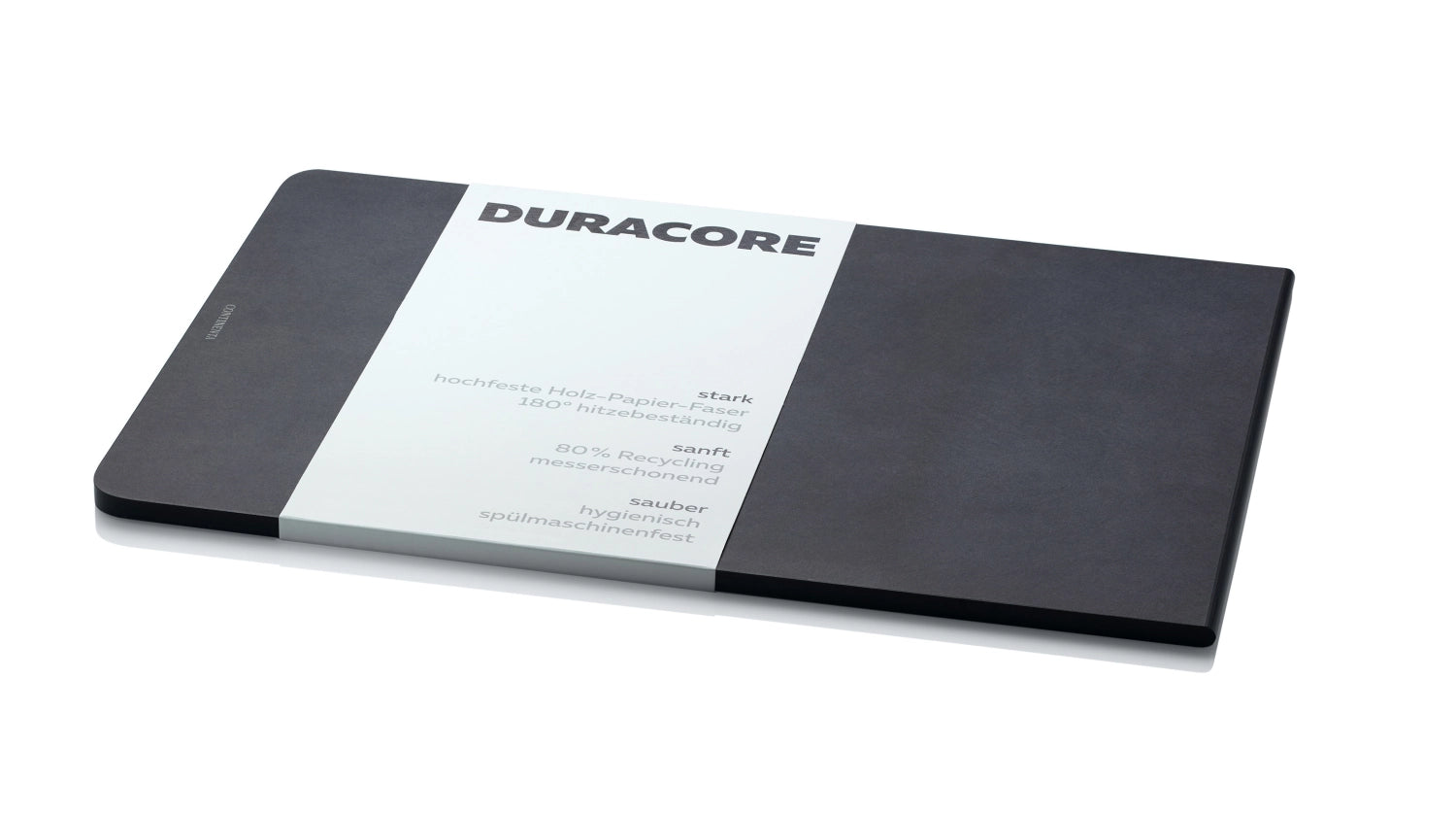 Schwarzes Duracore Schneidebrett von Continenta, perfekt für die Küche. Maße: 34.5x24x0.7cm, robust und stilvoll für alle Schneidarbeiten.