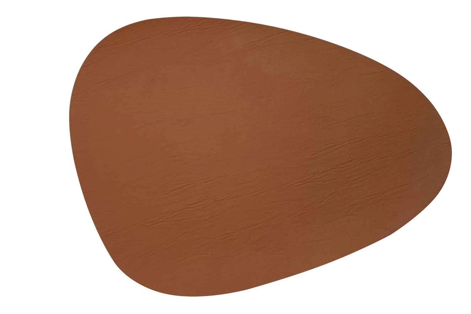 Placemat cognac, leather, 30.5x39 cm, oval