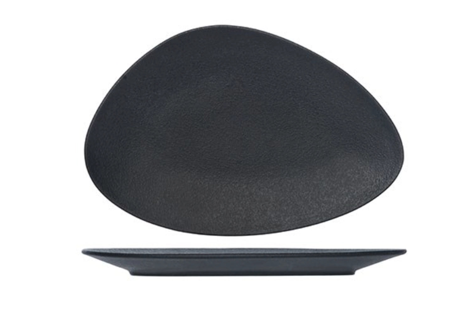 Schwarze Dreiecksplatte von Blackstone, 29 x 19 cm, ideal für stilvolle Anlässe und kreative Präsentationen von Speisen.