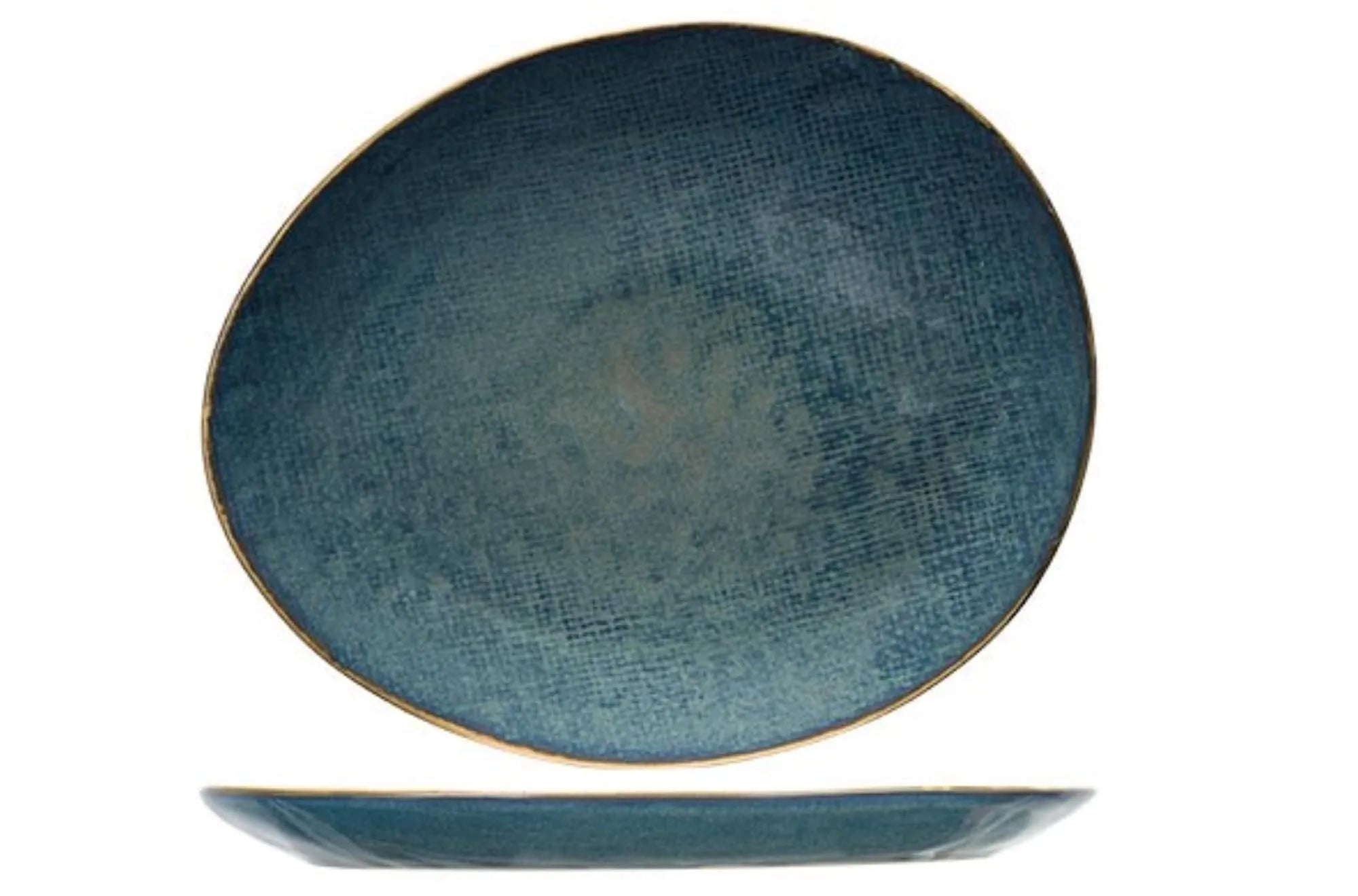 Aicha blau, Speiseteller oval 27 x 23 cm - KAQTU Design