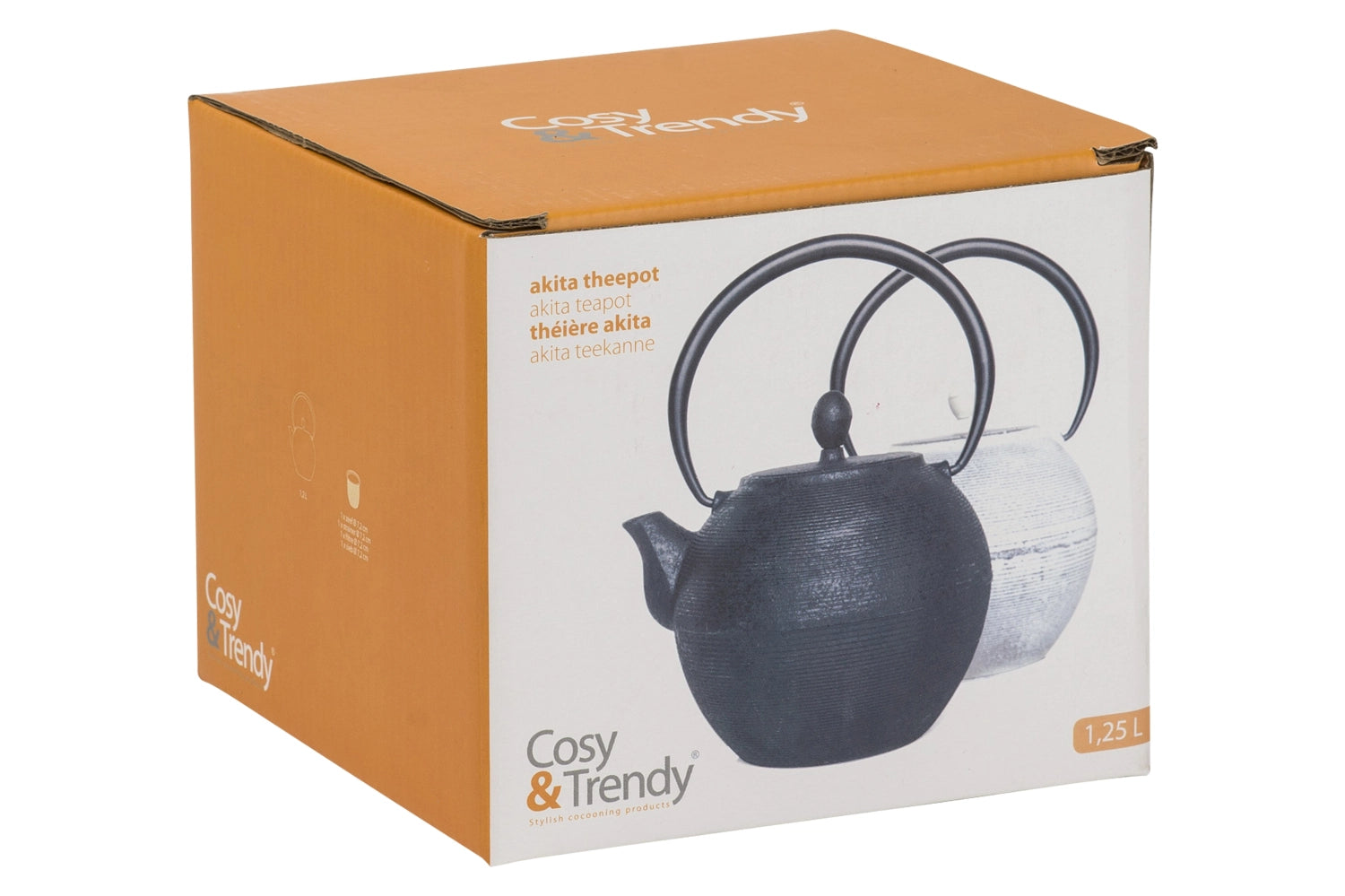 Schlichte und stilvolle Teekanne Akita aus schwarzem Gusseisen mit 1,25 L Fassungsvermögen und praktischem Filter, perfekt für Teegenuss.