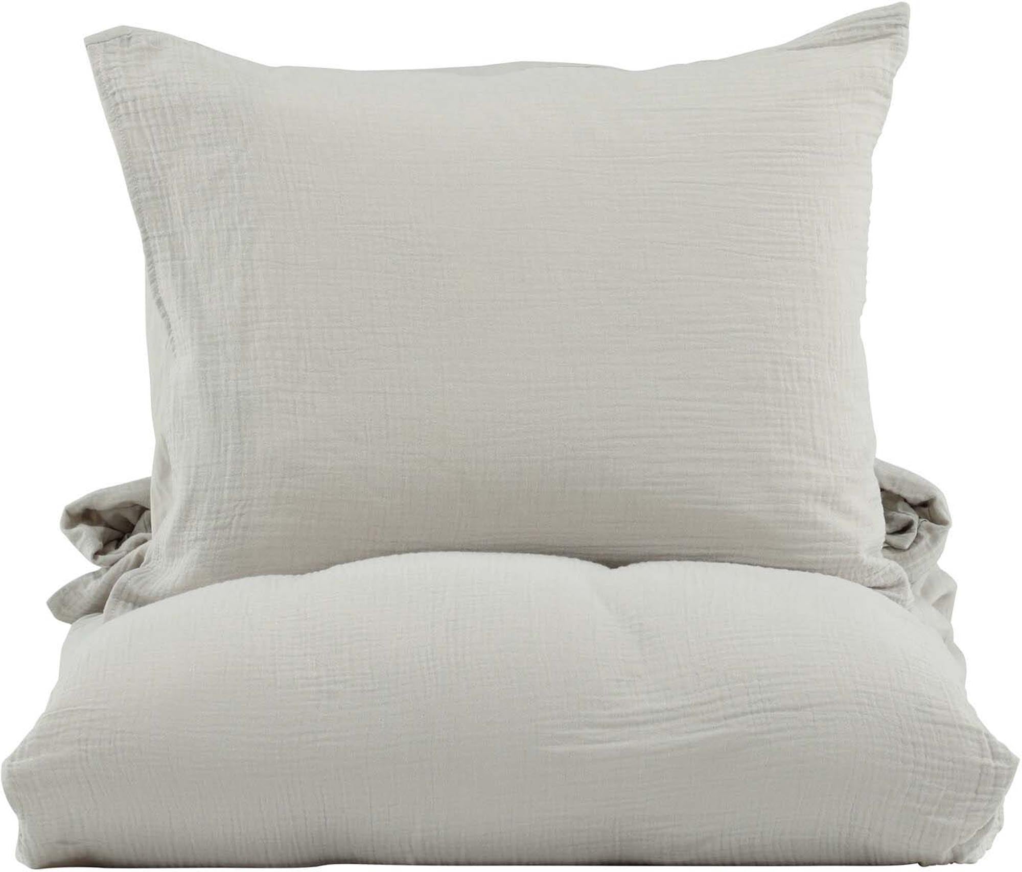 Mila Bettgarnitur in Hellgrau präsentiert im Onlineshop von KAQTU Design AG. Bettwäsche ist von Venture Home