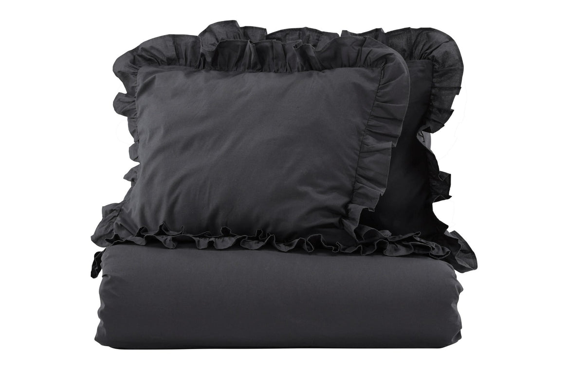 Levi Bettgarnitur in Anthrazit präsentiert im Onlineshop von KAQTU Design AG. Bettwäsche ist von Venture Home