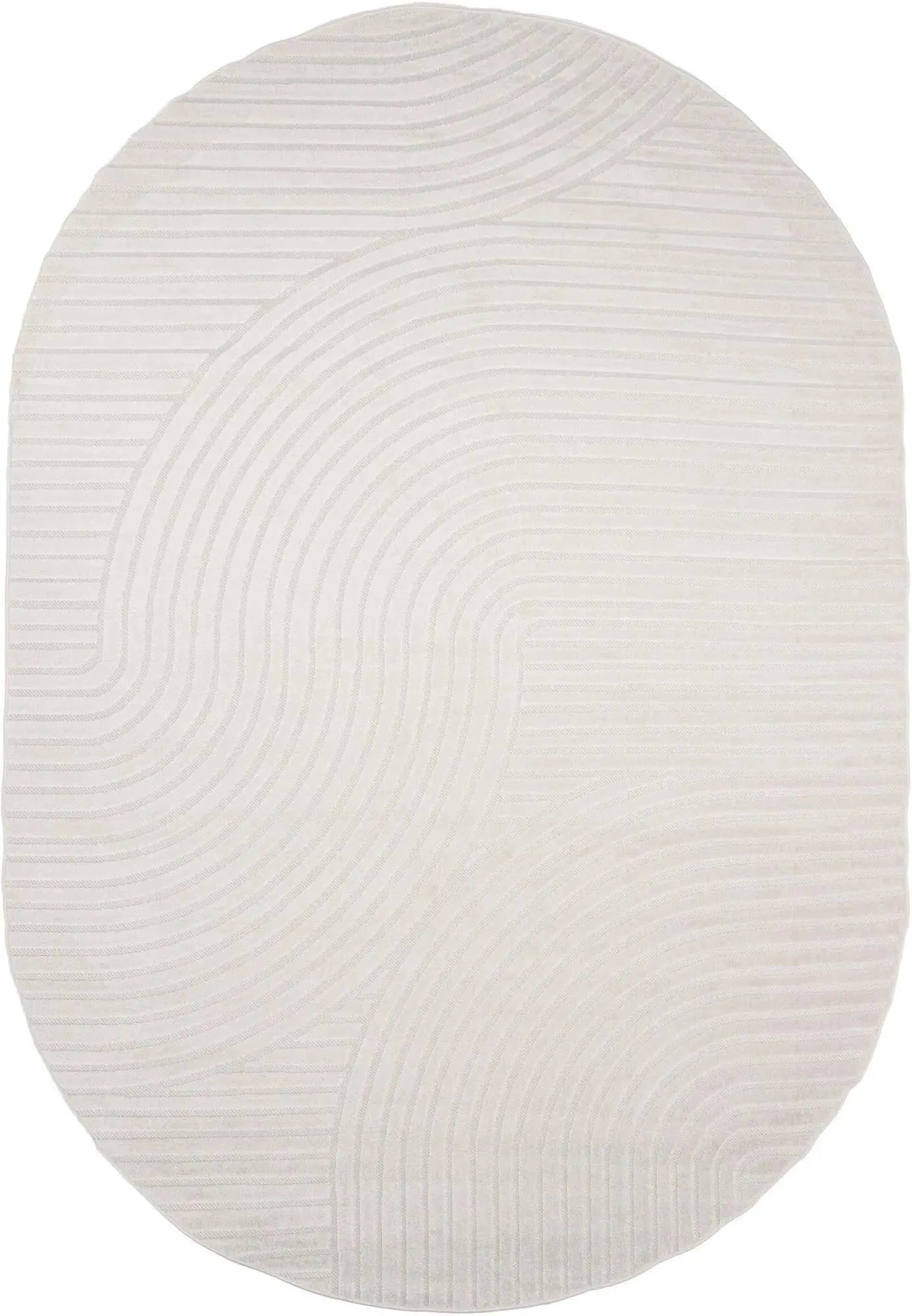 Eleganter, ovaler Vince Teppich von Venture Home: Pflegeleicht, strapazierfähig, cremeweiß, 340x240 cm, modernes Design.