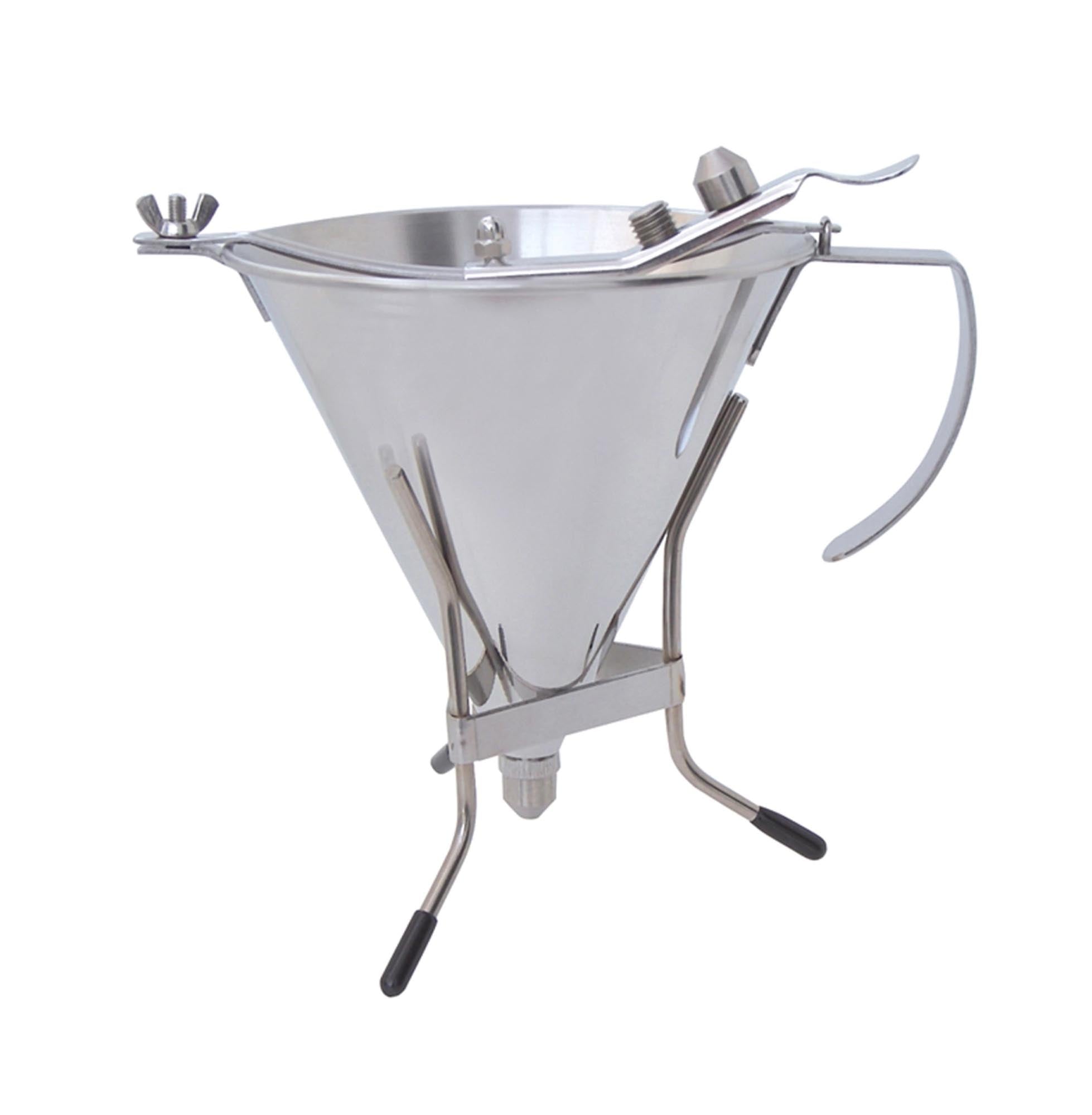 Entdecken Sie den KWIK PRO Saucen- und Fondanttrichter 1,5 lt. von de Buyer. Ideal für präzises Ausgiessen, langlebig, spülmaschinenfest und mit stabilem Ständer.