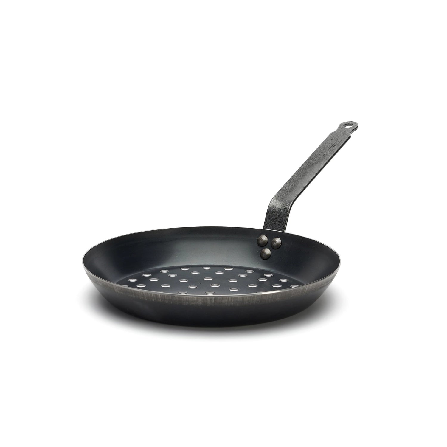 Hochwertige Marronipfanne Ø 28cm von de Buyer, perfekt für das Kochen im Freien, bietet exzellente Wärmeleitung und schmackhafte Speisen.