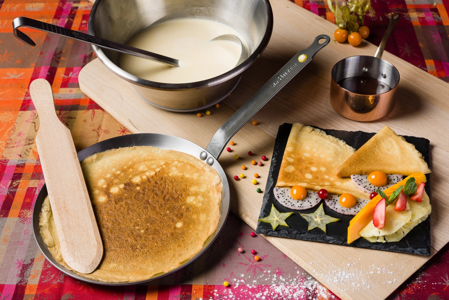 3er Set Crêpesparty: Crêpe Mineral B26+Pinsel+Spachtel Ø26cm
