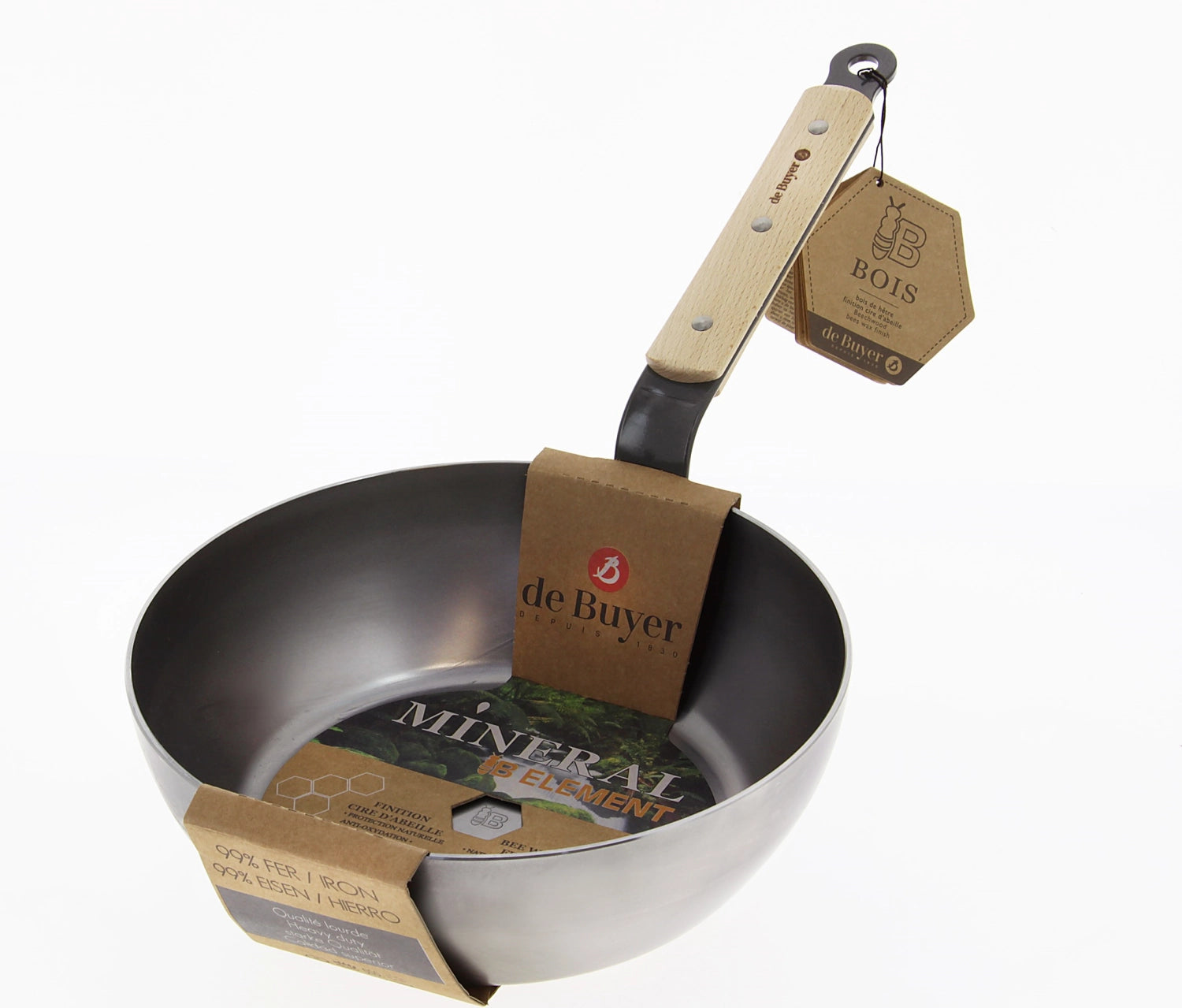 Hochwertiger 24 cm Bauerntopf aus der MINERAL B ELEMENT Serie von de Buyer, ideal für vielseitige Kochanwendungen und hervorragende Wärmeleitung.
