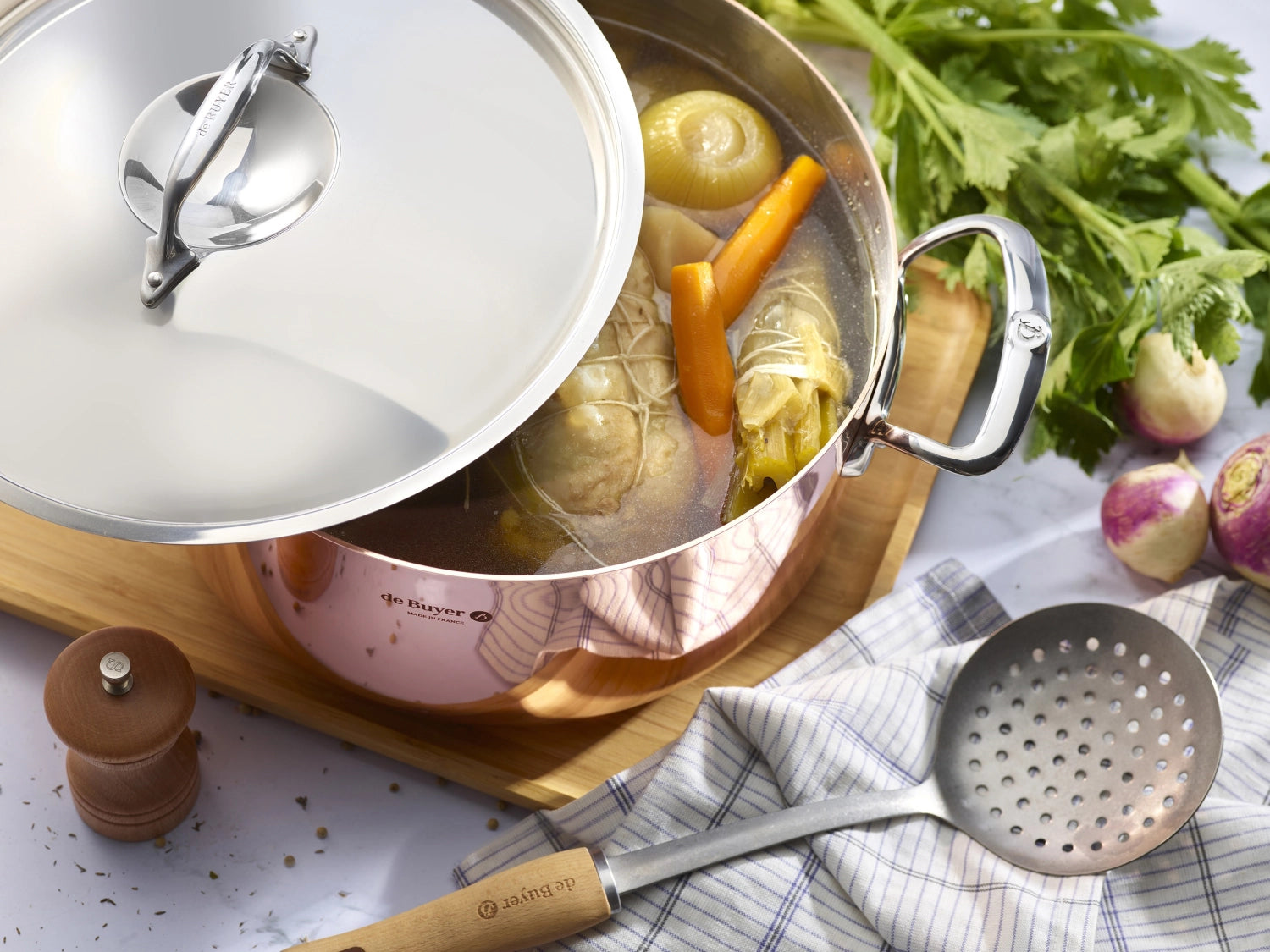 PRIMA MATERA vegetable pot copper stainless steel. Ø16cm, lid, induction.